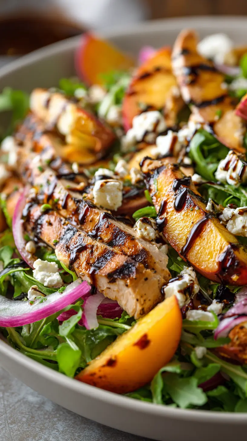 Serving suggestion for Quick Summer Peach and Grilled Turkey Salad — peach and grilled turkey salad