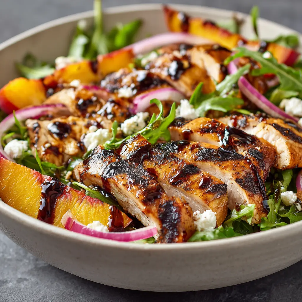 Quick Summer Peach and Grilled Turkey Salad — homemade peach and grilled turkey salad recipe