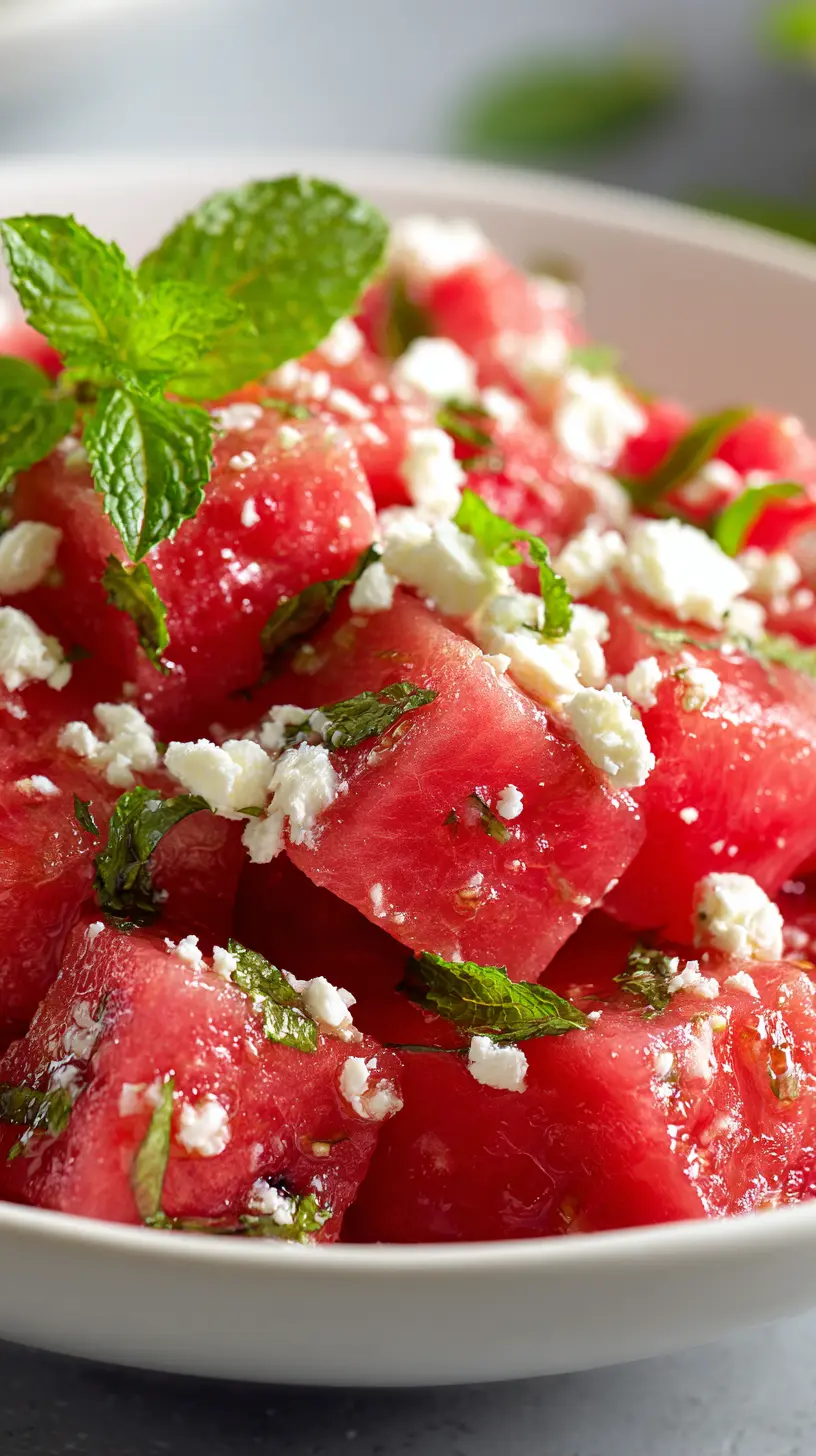 Quick Summer Watermelon Feta Mint Salad Step-by-step preparation of Quick Summer Watermelon Feta Mint Salad (watermelon feta mint salad)