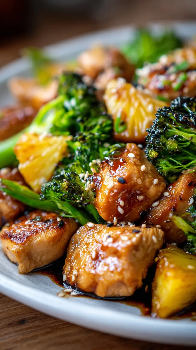 Teriyaki Sheet Pan Pineapple Chicken And Broccoli Serving suggestion for Teriyaki Sheet Pan Pineapple Chicken And Broccoli — sheet pan chicken and broccoli