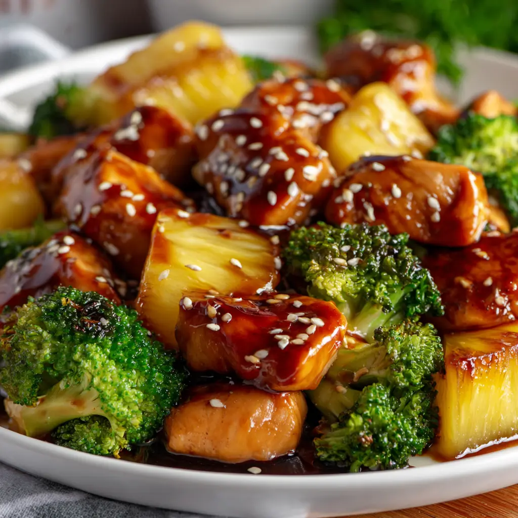 Teriyaki Sheet Pan Pineapple Chicken And Broccoli — homemade sheet pan chicken and broccoli recipe