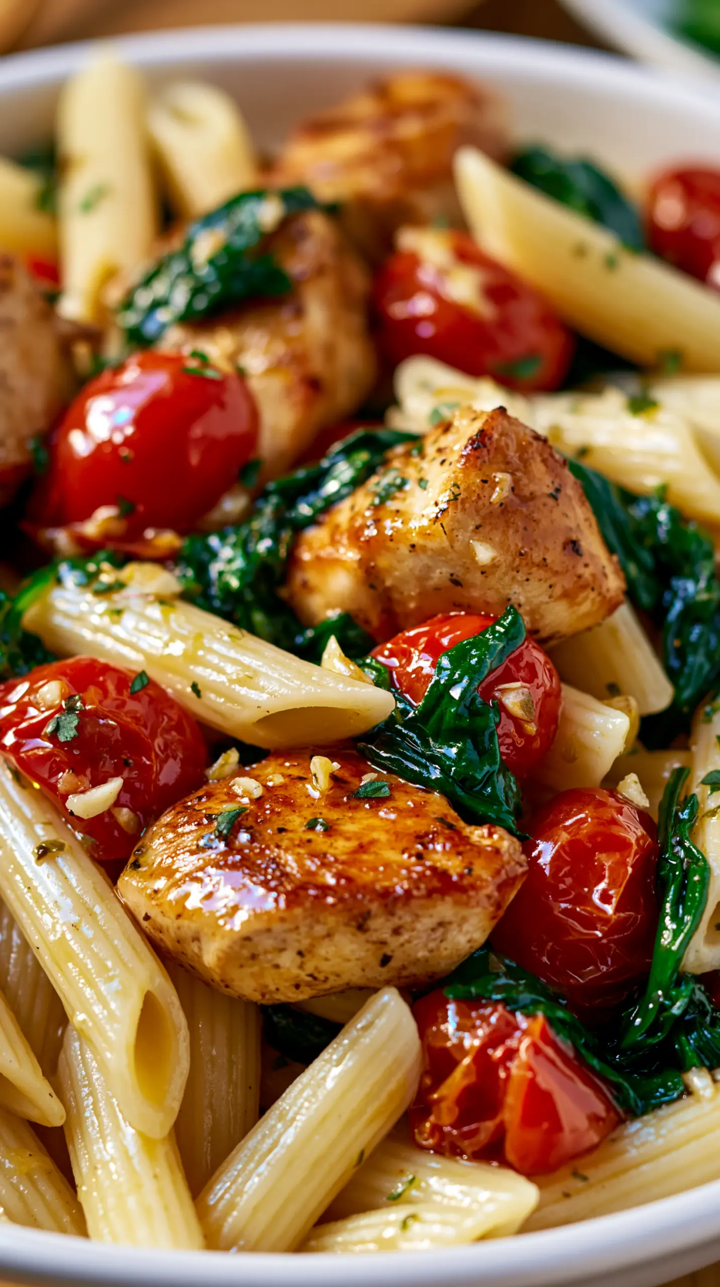 Tomato Spinach Chicken Pasta Step-by-step preparation of Tomato Spinach Chicken Pasta (Tomato Spinach Chicken Pasta)