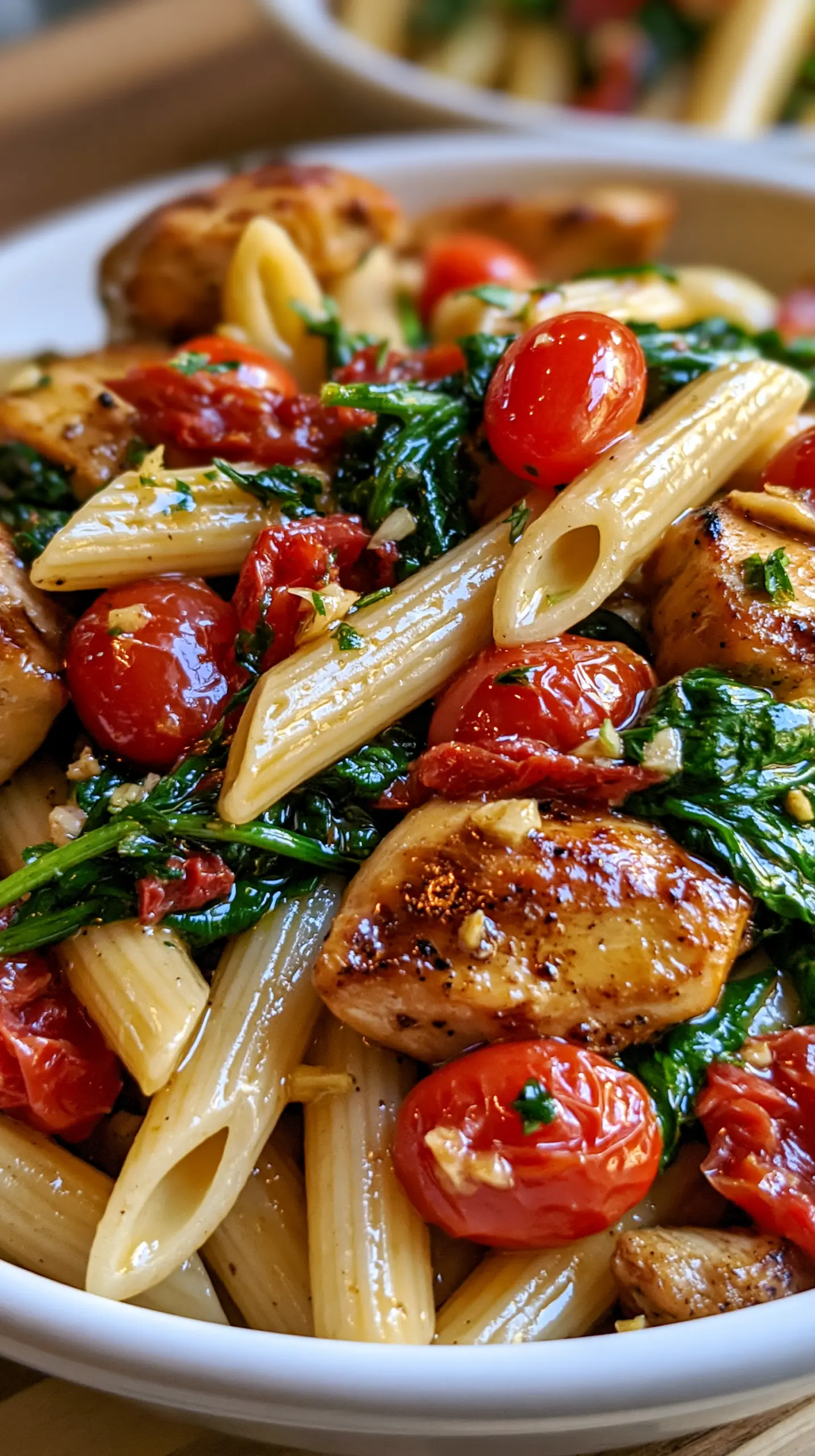 Tomato Spinach Chicken Pasta Serving suggestion for Tomato Spinach Chicken Pasta — Tomato Spinach Chicken Pasta