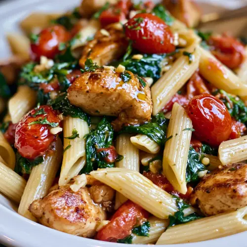 Tomato Spinach Chicken Pasta — homemade Tomato Spinach Chicken Pasta recipe