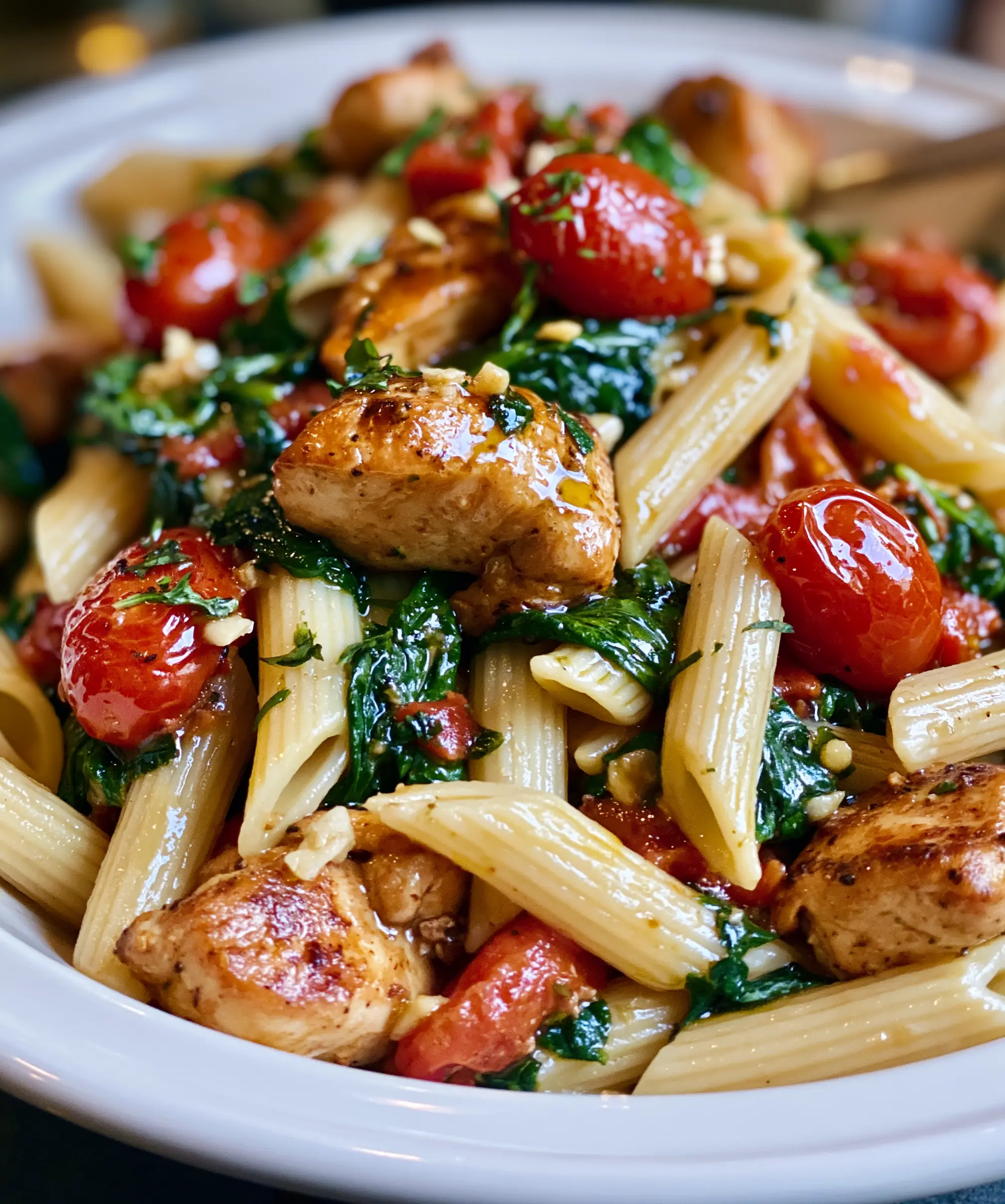Tomato Spinach Chicken Pasta — homemade Tomato Spinach Chicken Pasta recipe