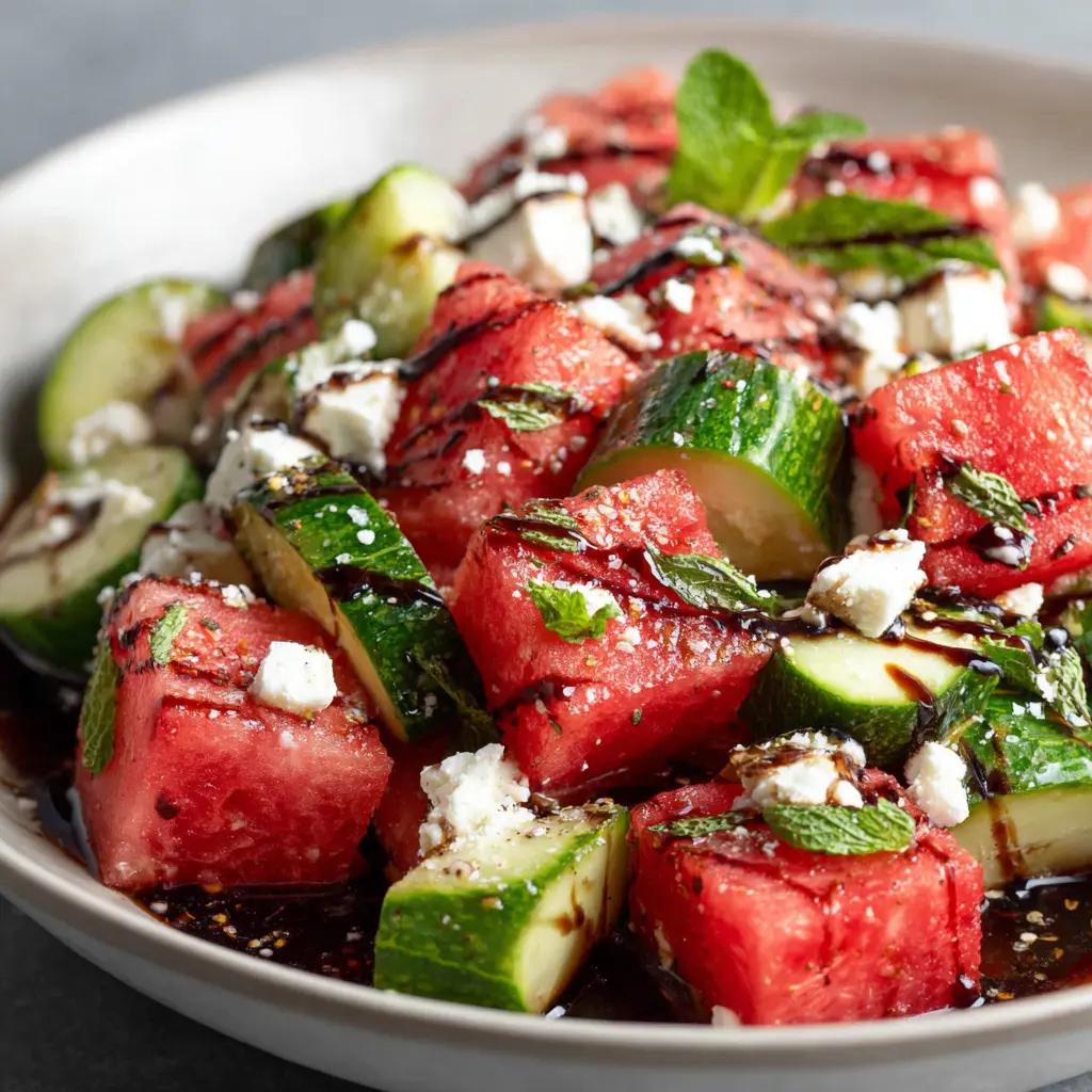 Watermelon Cucumber Feta Salad — homemade Watermelon Cucumber Feta Salad recipe