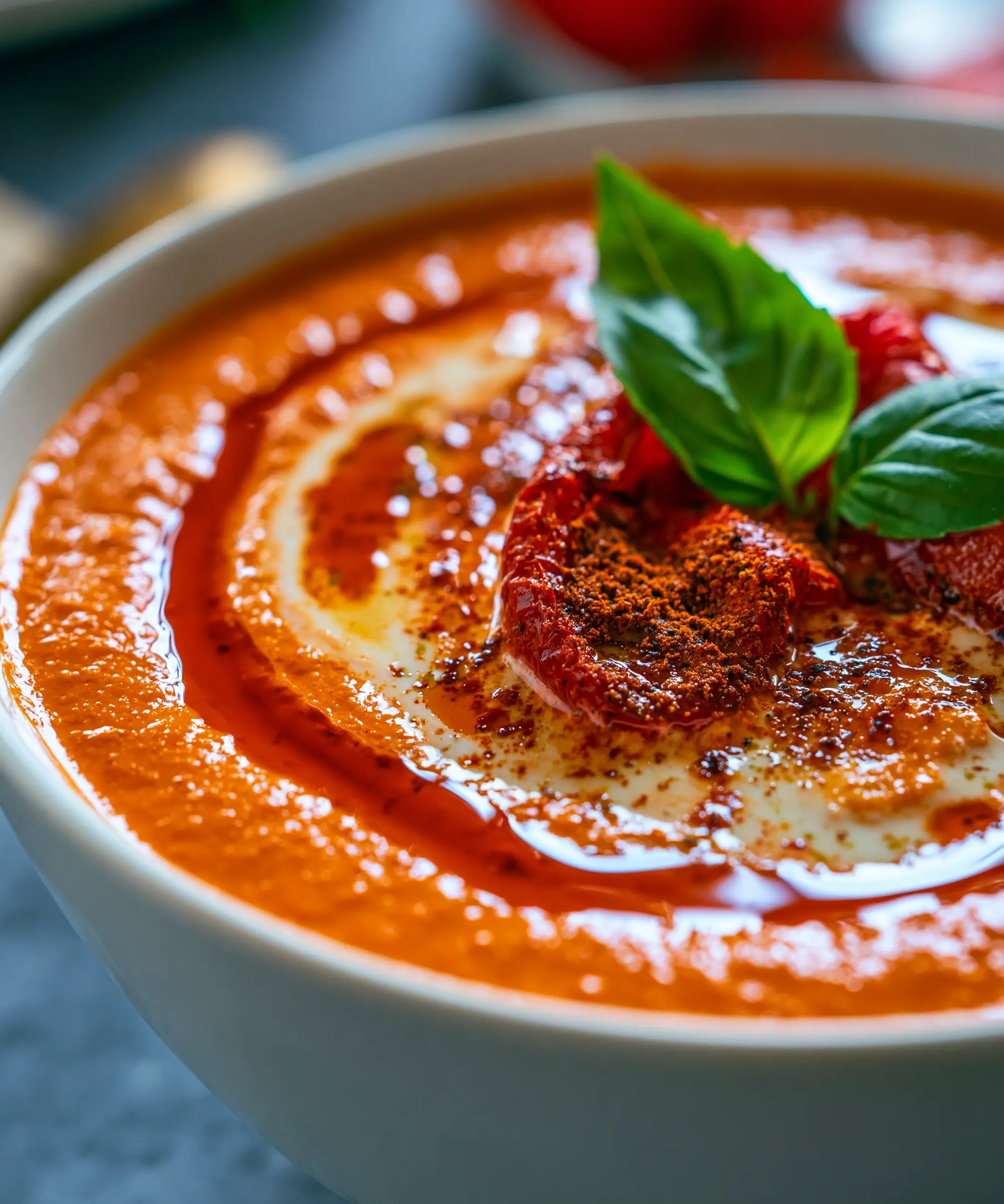 15 Minute Low Calorie Roasted Red Pepper Blender Soup — homemade roasted red pepper blender soup recipe