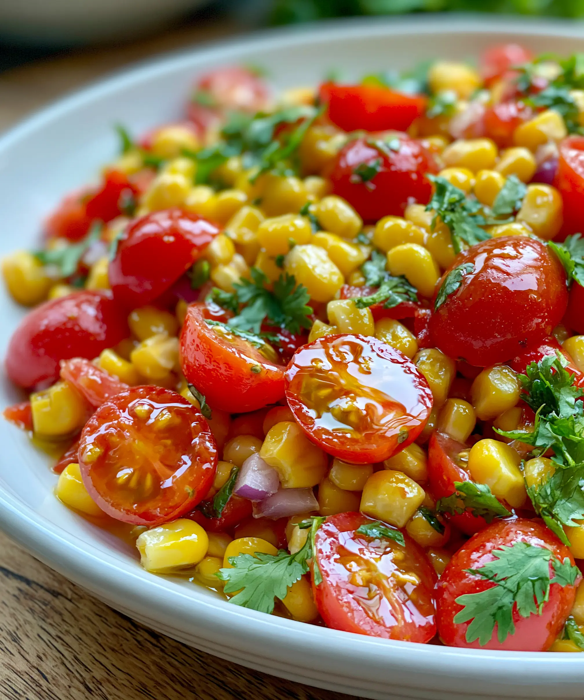 15 Minute Low Calorie Summer Corn and Tomato Salad — homemade Summer Corn and Tomato Salad recipe