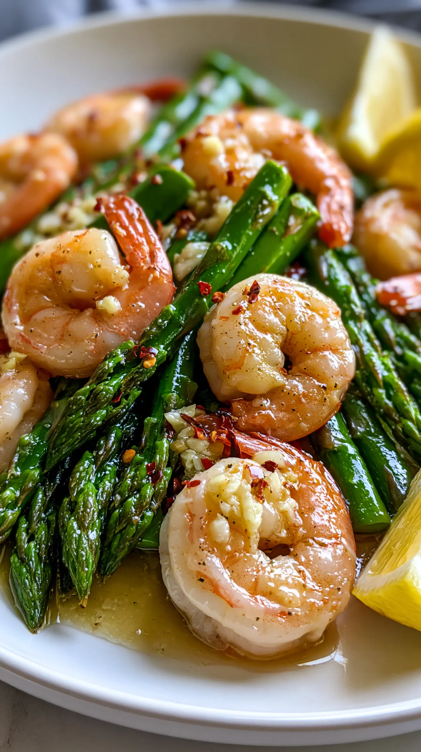 Serving suggestion for 15 Minute Quick Garlic Butter Shrimp and Asparagus — garlic butter shrimp and asparagus