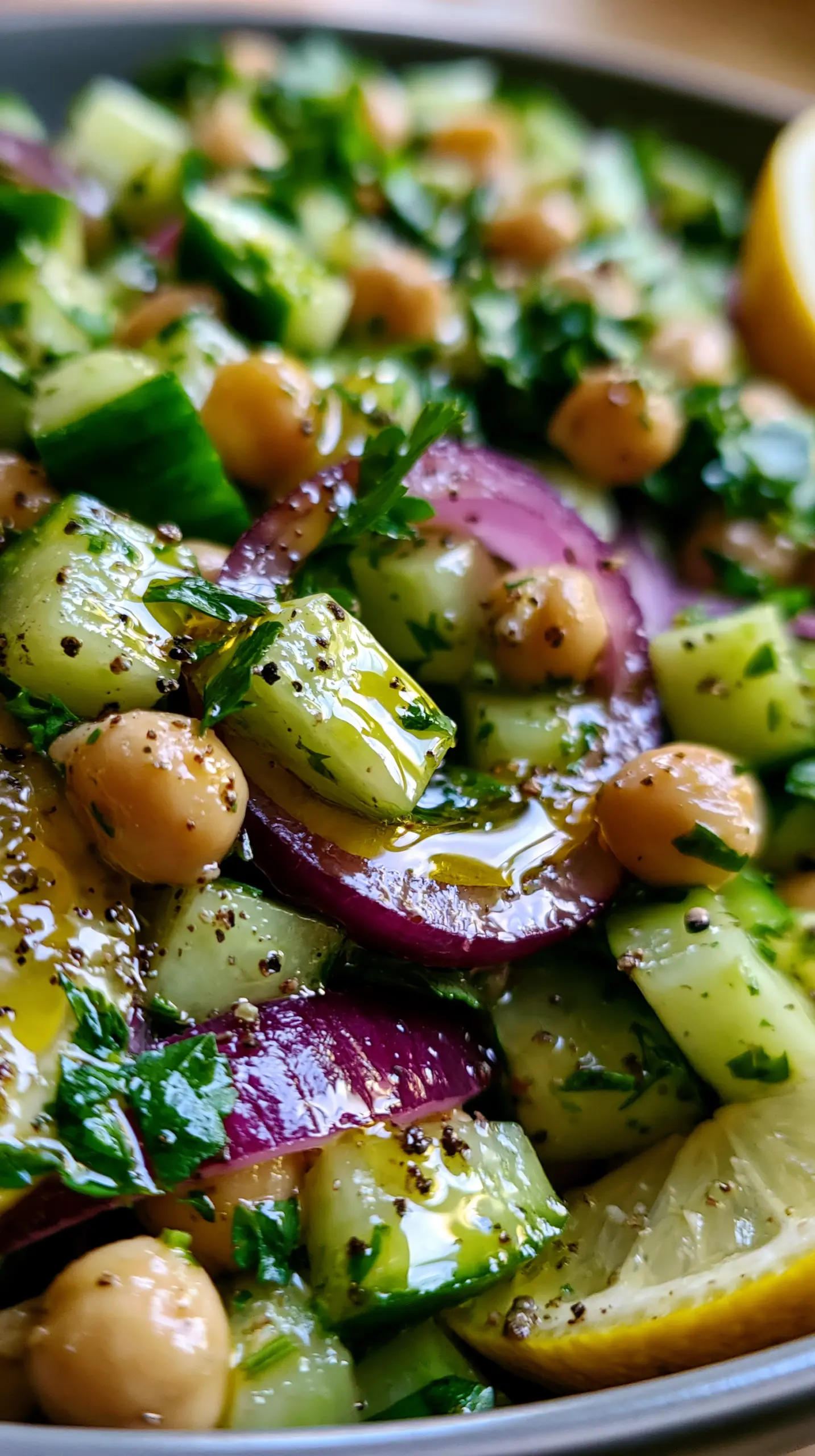 20 Minute High Protein Chickpea and Cucumber Salad Step-by-step preparation of 20 Minute High Protein Chickpea and Cucumber Salad (high protein chickpea salad)