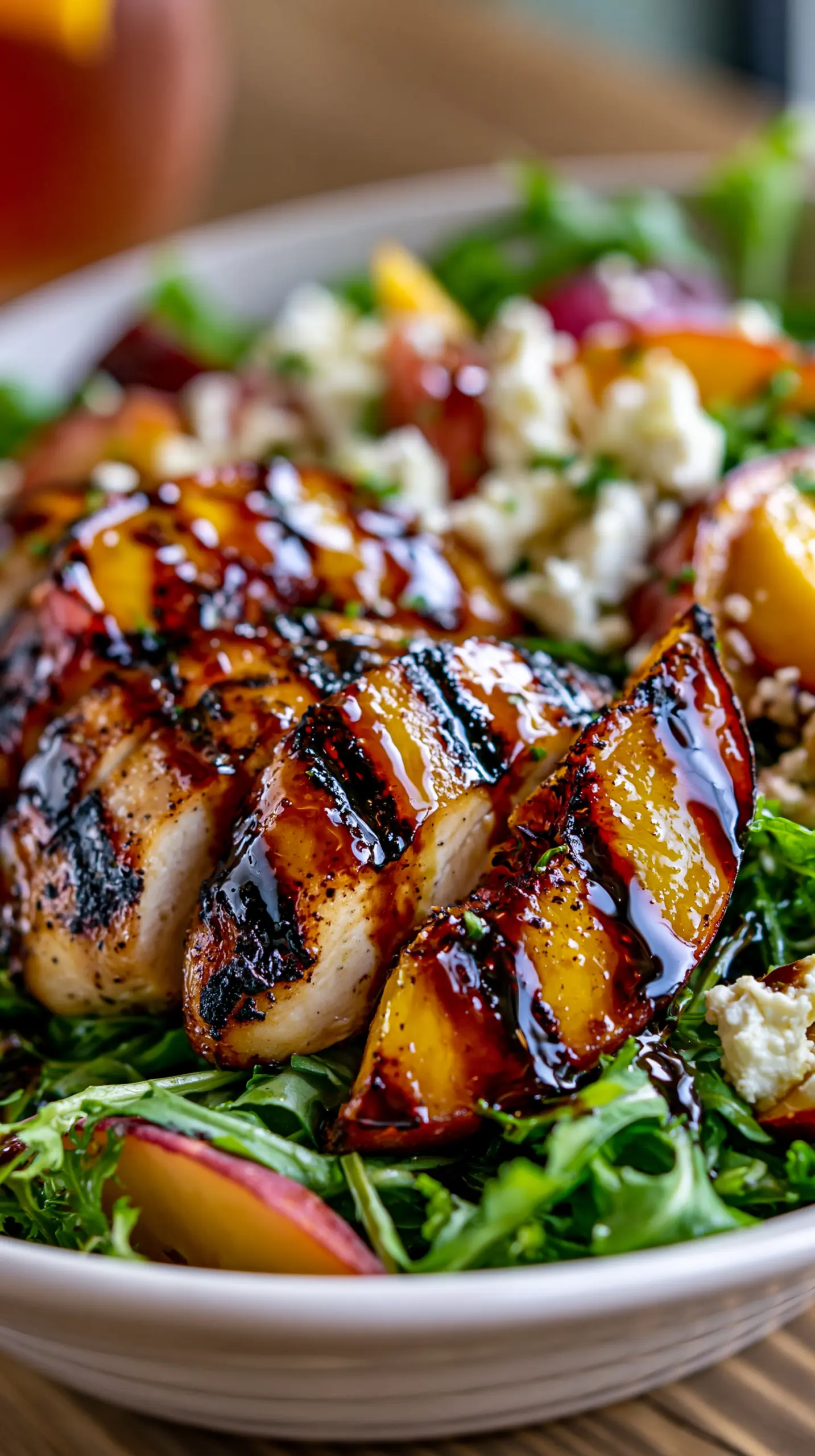 20 Minute Summer Grilled Peach and Chicken Salad Step-by-step preparation of 20 Minute Summer Grilled Peach and Chicken Salad (grilled peach and chicken salad)