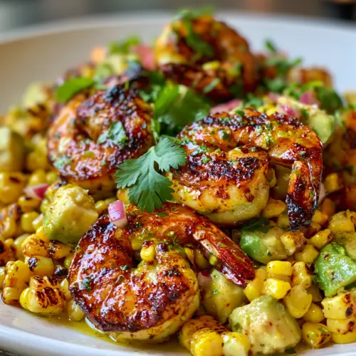 Avocado Corn Salad with Grilled Shrimp — homemade Avocado Corn Salad with Grilled Shrimp recipe