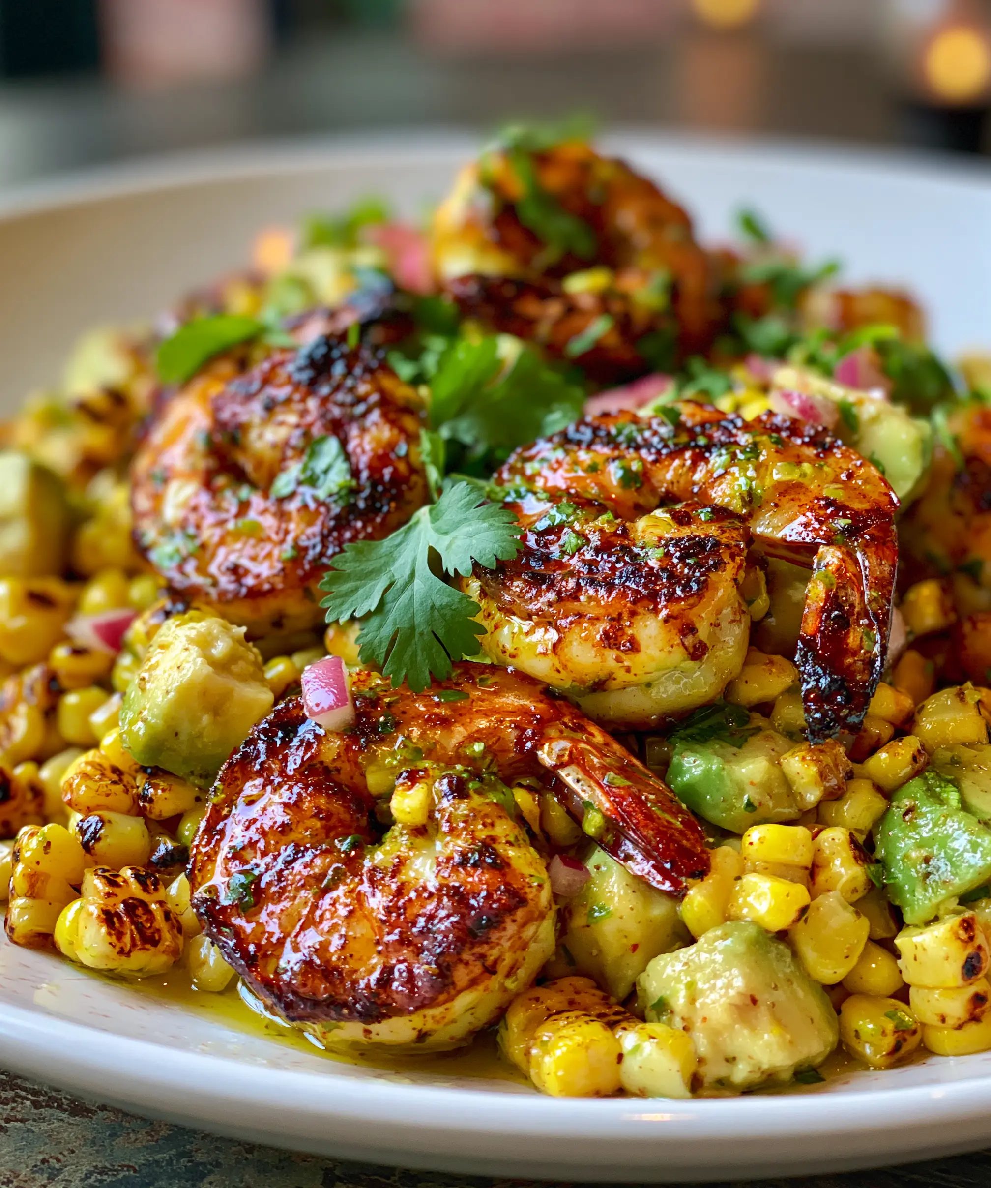 Avocado Corn Salad with Grilled Shrimp — homemade Avocado Corn Salad with Grilled Shrimp recipe