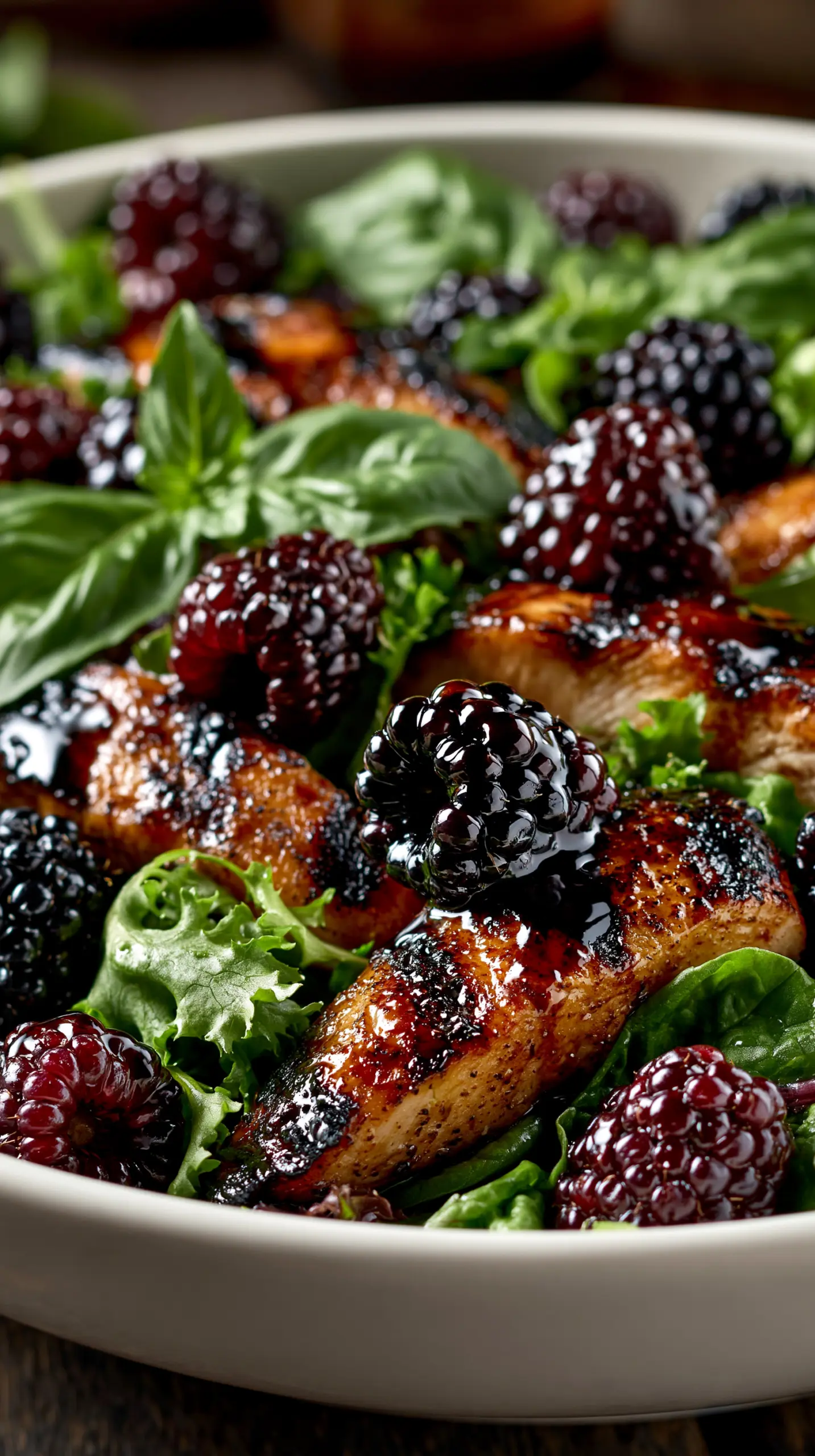 Serving suggestion for Blackberry Basil Grilled Chicken Salad — Blackberry Basil Grilled Chicken Salad