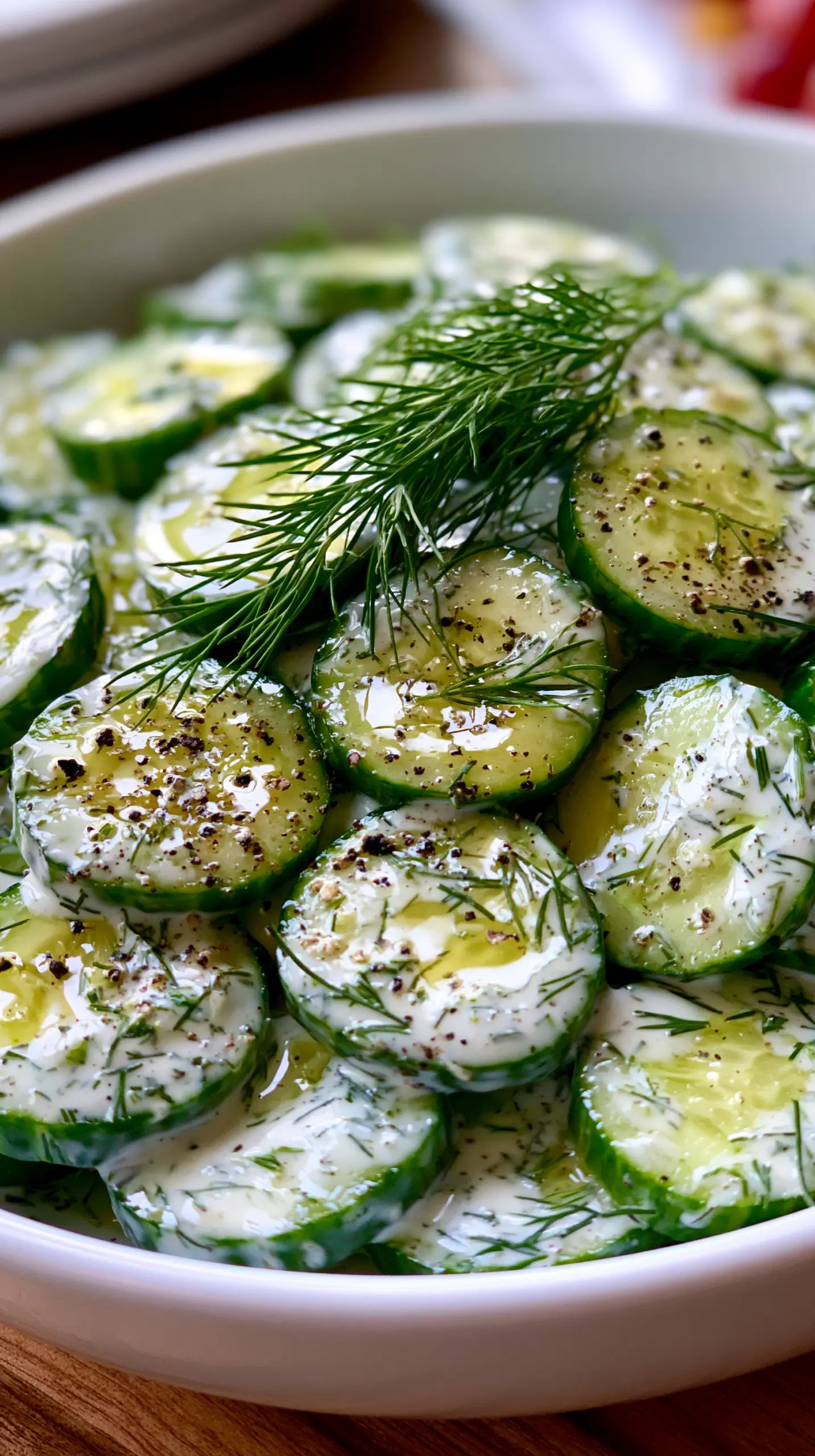 Creamy Cucumber Salad Serving suggestion for Creamy Cucumber Salad — creamy cucumber salad