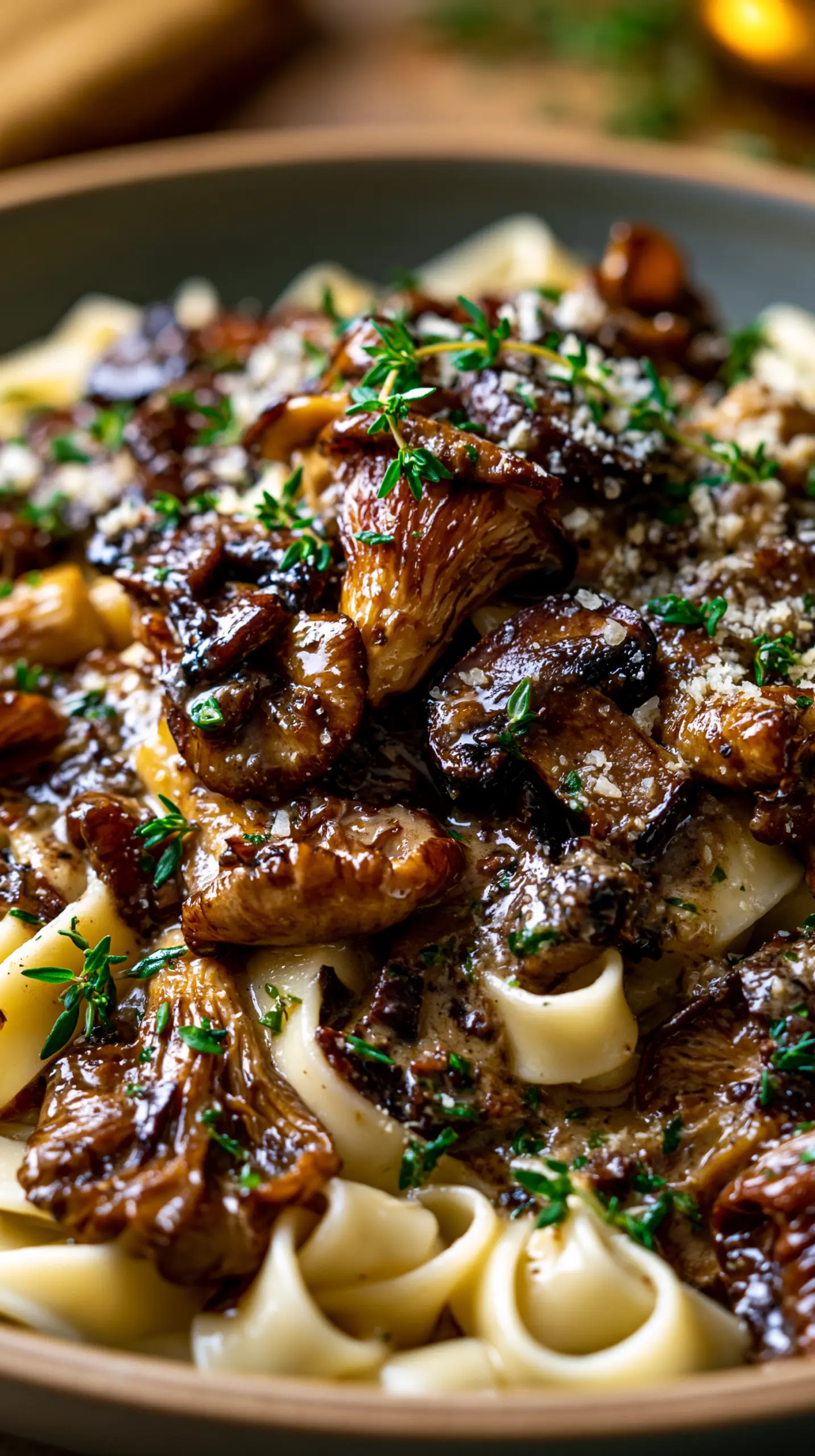Serving suggestion for Creamy Oyster Mushroom Pasta — Creamy Oyster Mushroom Pasta