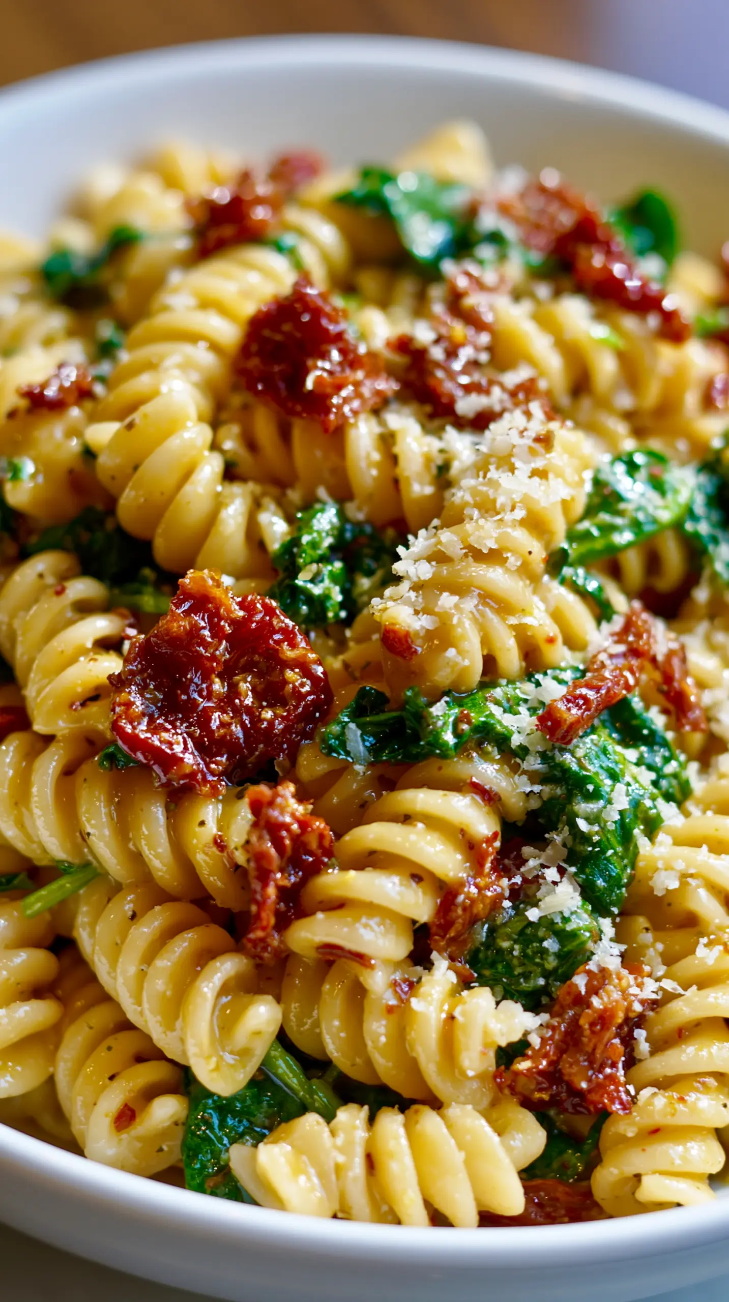 Creamy Tuscan Pasta Salad with Sun-Dried Tomatoes Step-by-step preparation of Creamy Tuscan Pasta Salad with Sun-Dried Tomatoes (Creamy Tuscan Pasta Salad)
