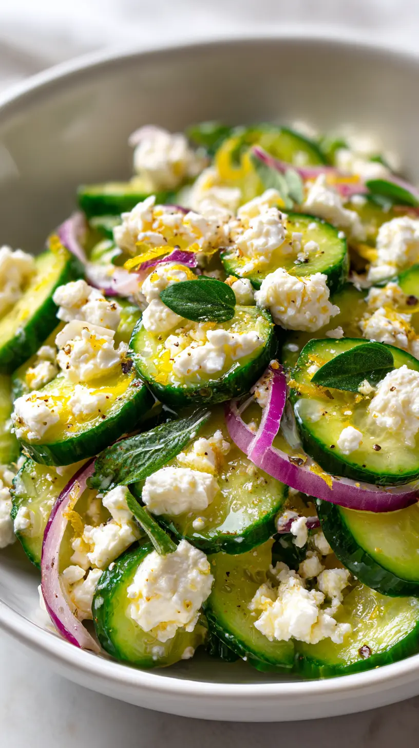 Cucumber Feta Salad with Lemon Greek Vinaigrette Step-by-step preparation of Cucumber Feta Salad with Lemon Greek Vinaigrette (Cucumber Feta Salad)