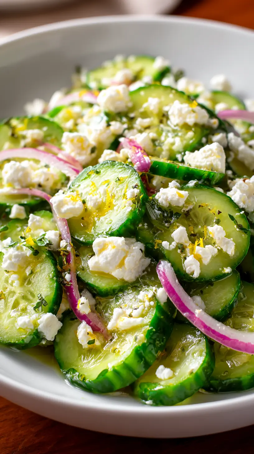 Cucumber Feta Salad with Lemon Greek Vinaigrette Serving suggestion for Cucumber Feta Salad with Lemon Greek Vinaigrette — Cucumber Feta Salad