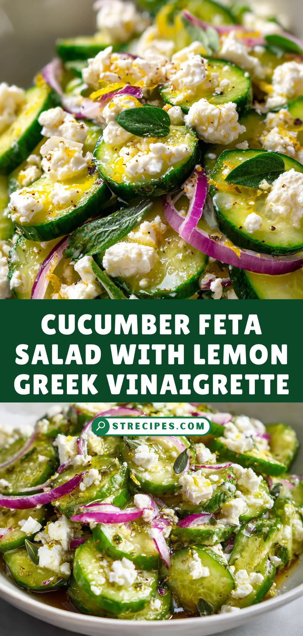 Cucumber Feta Salad with Lemon Greek Vinaigrette Cucumber Feta Salad with Lemon Greek Vinaigrette — homemade Cucumber Feta Salad recipe