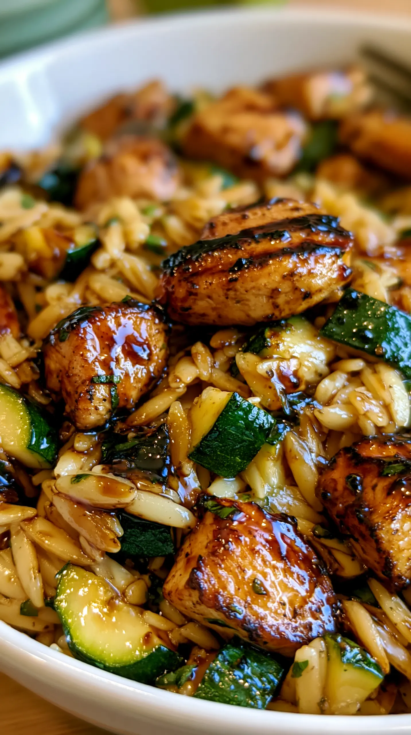 Serving suggestion for Easy Balsamic Chicken & Veggie Orzo — Balsamic Chicken & Veggie Orzo