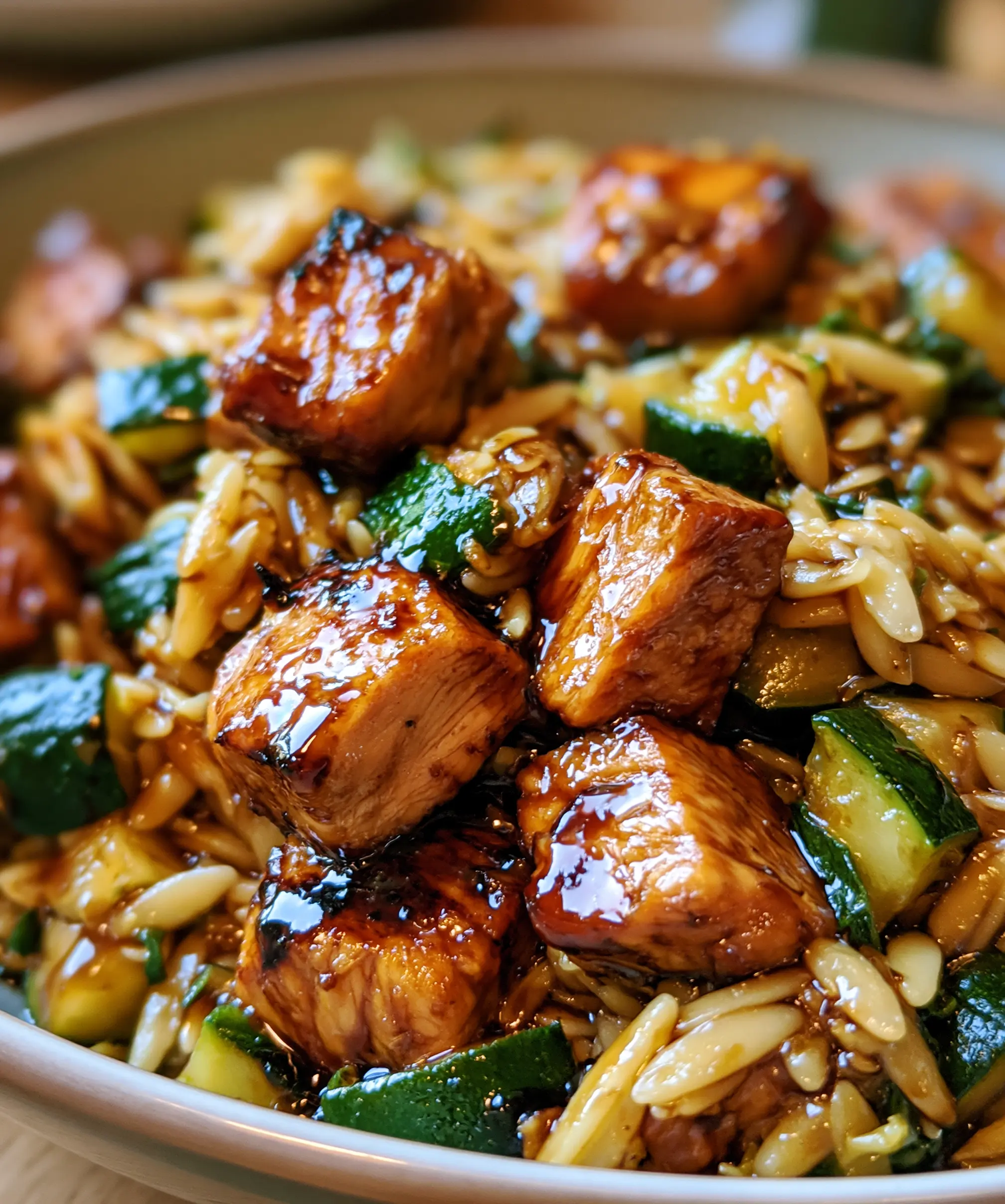 Easy Balsamic Chicken & Veggie Orzo — homemade Balsamic Chicken & Veggie Orzo recipe