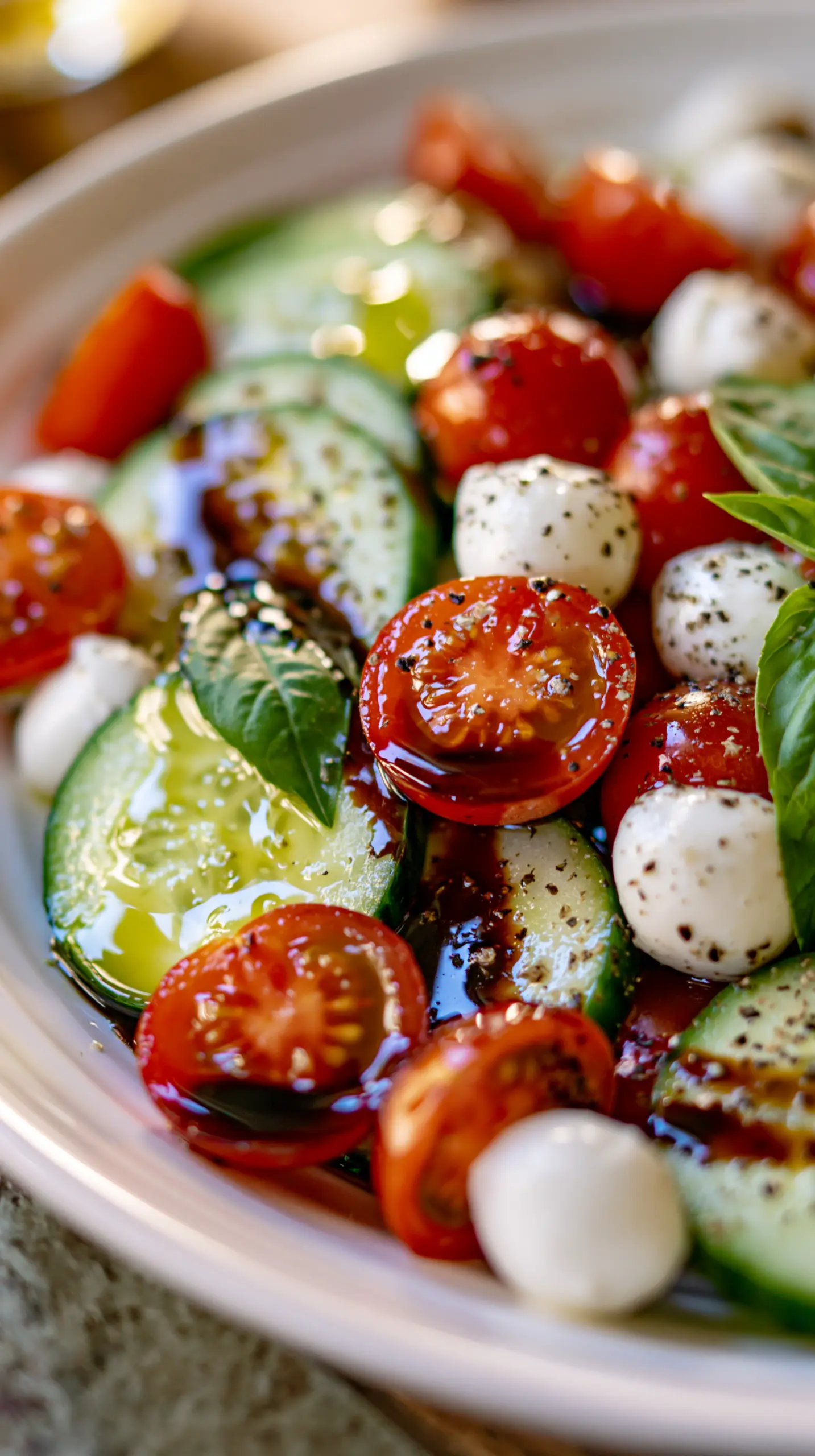 Easy Cucumber Caprese Salad Recipe Step-by-step preparation of Easy Cucumber Caprese Salad Recipe (Cucumber Caprese Salad)