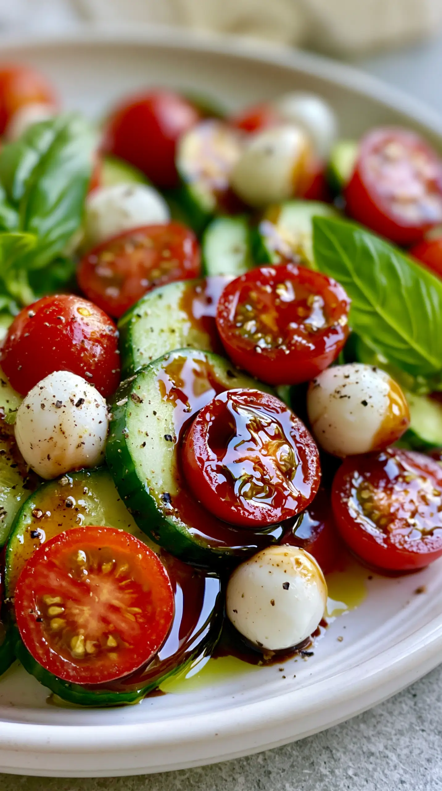 Easy Cucumber Caprese Salad Recipe Serving suggestion for Easy Cucumber Caprese Salad Recipe — Cucumber Caprese Salad