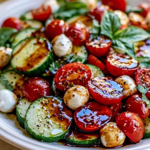 Easy Cucumber Caprese Salad Recipe — homemade Cucumber Caprese Salad recipe