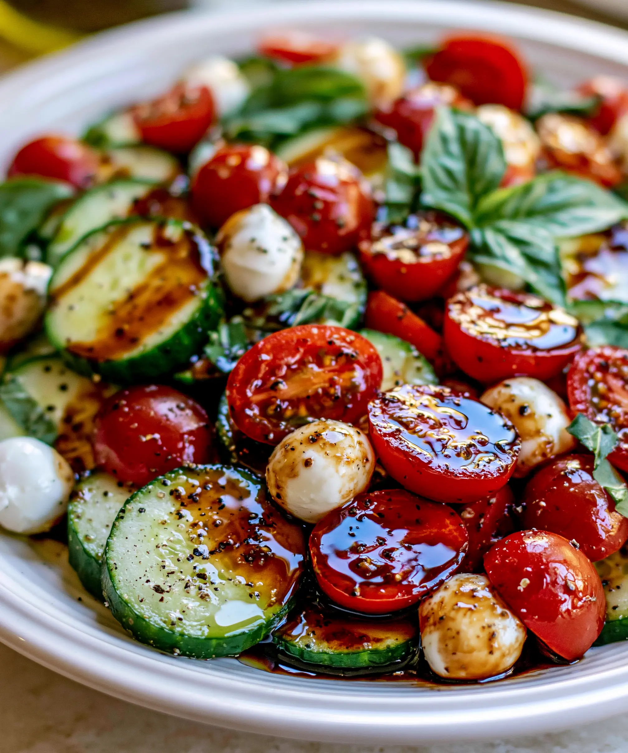Easy Cucumber Caprese Salad Recipe — homemade Cucumber Caprese Salad recipe
