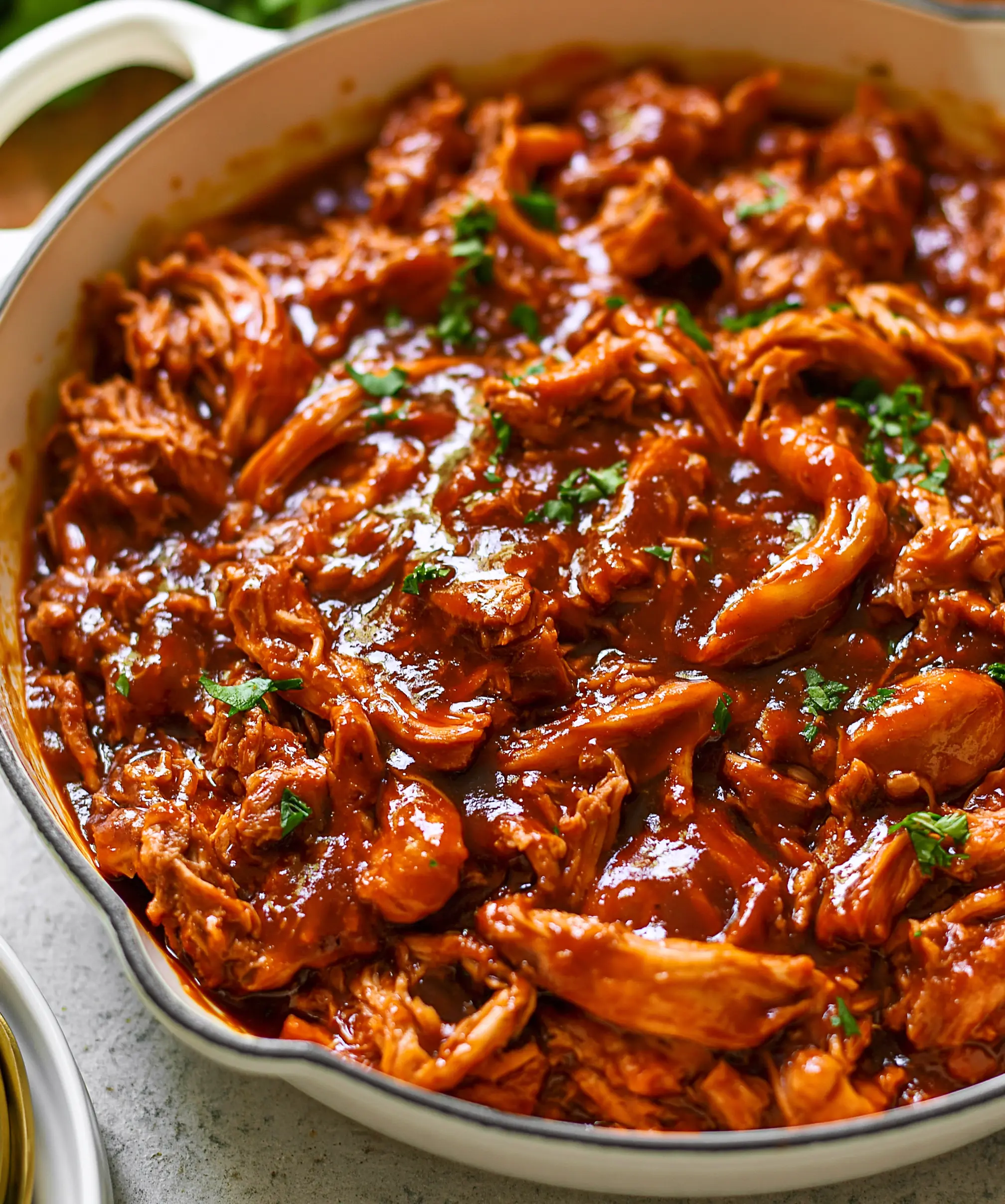 Easy Skillet BBQ Pulled Chicken — homemade skillet BBQ pulled chicken recipe
