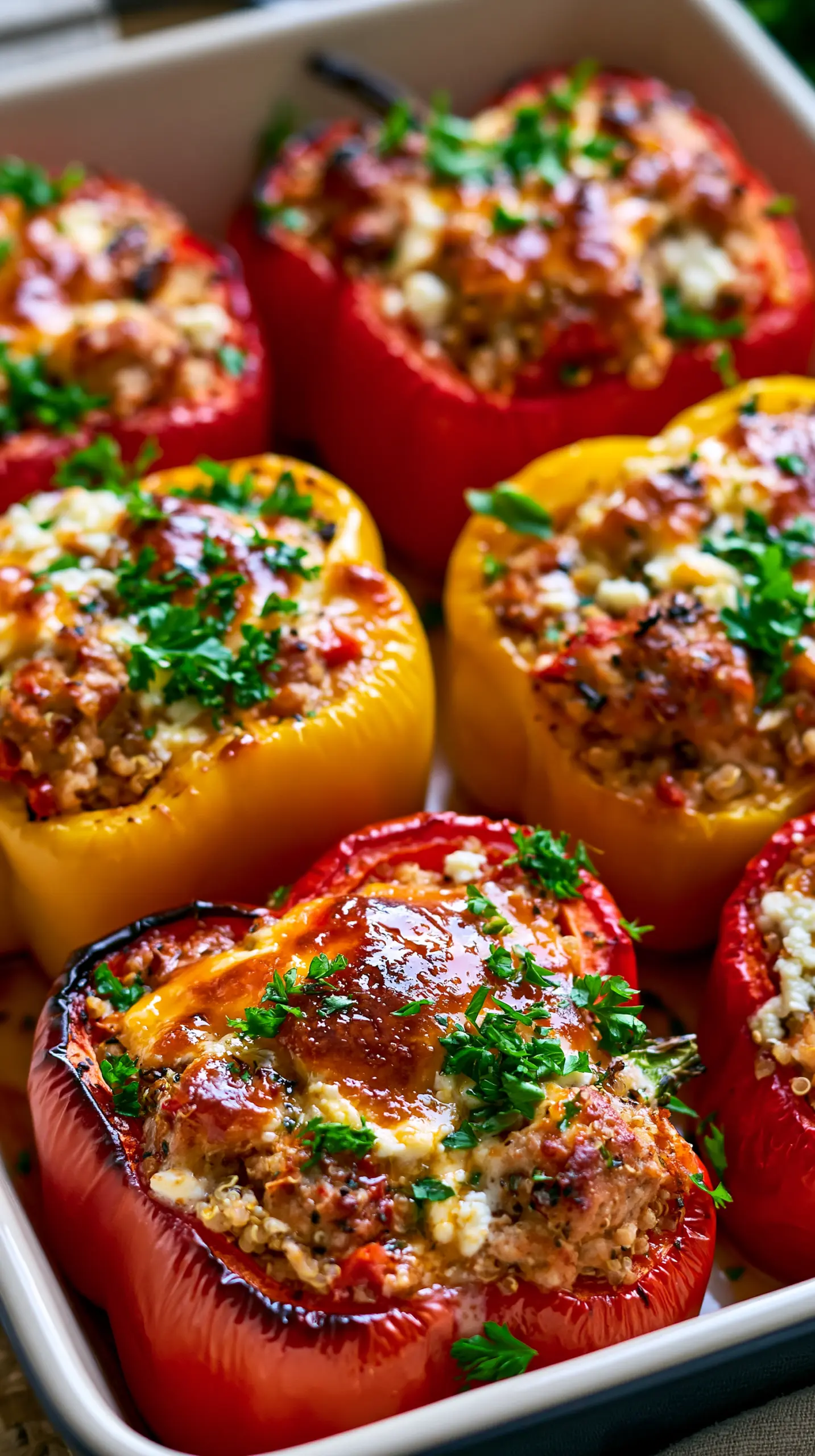 Step-by-step preparation of Greek Chicken Stuffed Peppers (Greek chicken stuffed peppers)