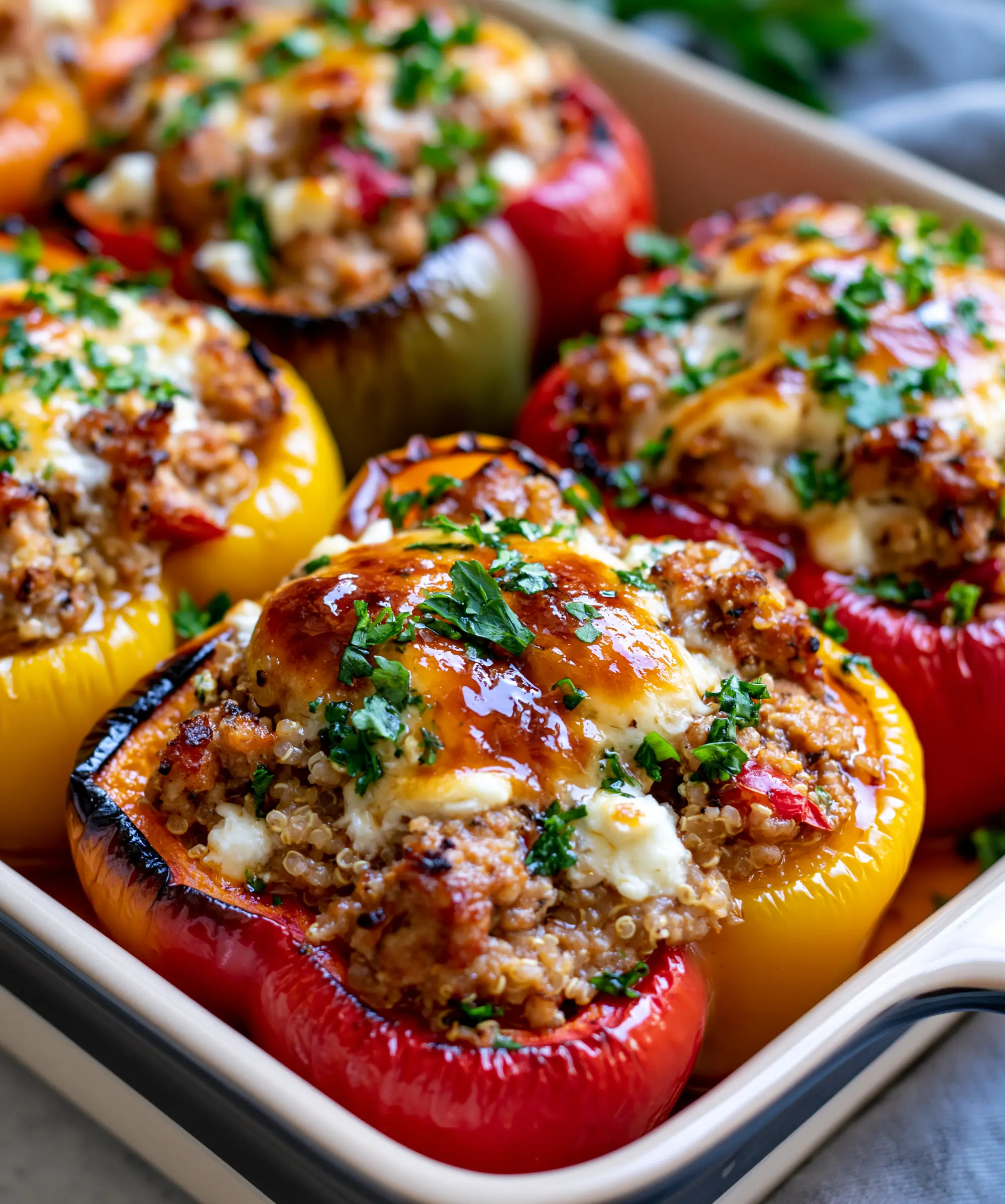 Greek Chicken Stuffed Peppers — homemade Greek chicken stuffed peppers recipe