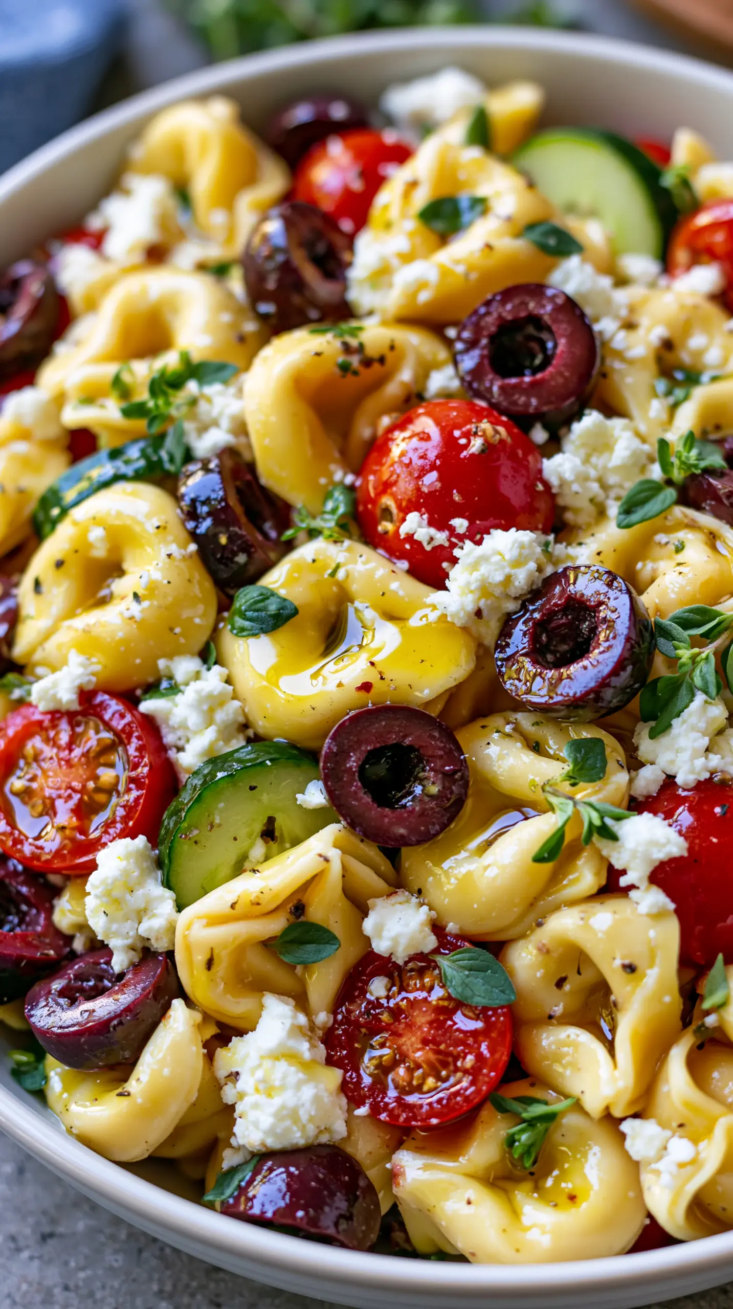 Step-by-step preparation of Greek Tortellini Salad with Kalamata Olives (Greek tortellini salad)
