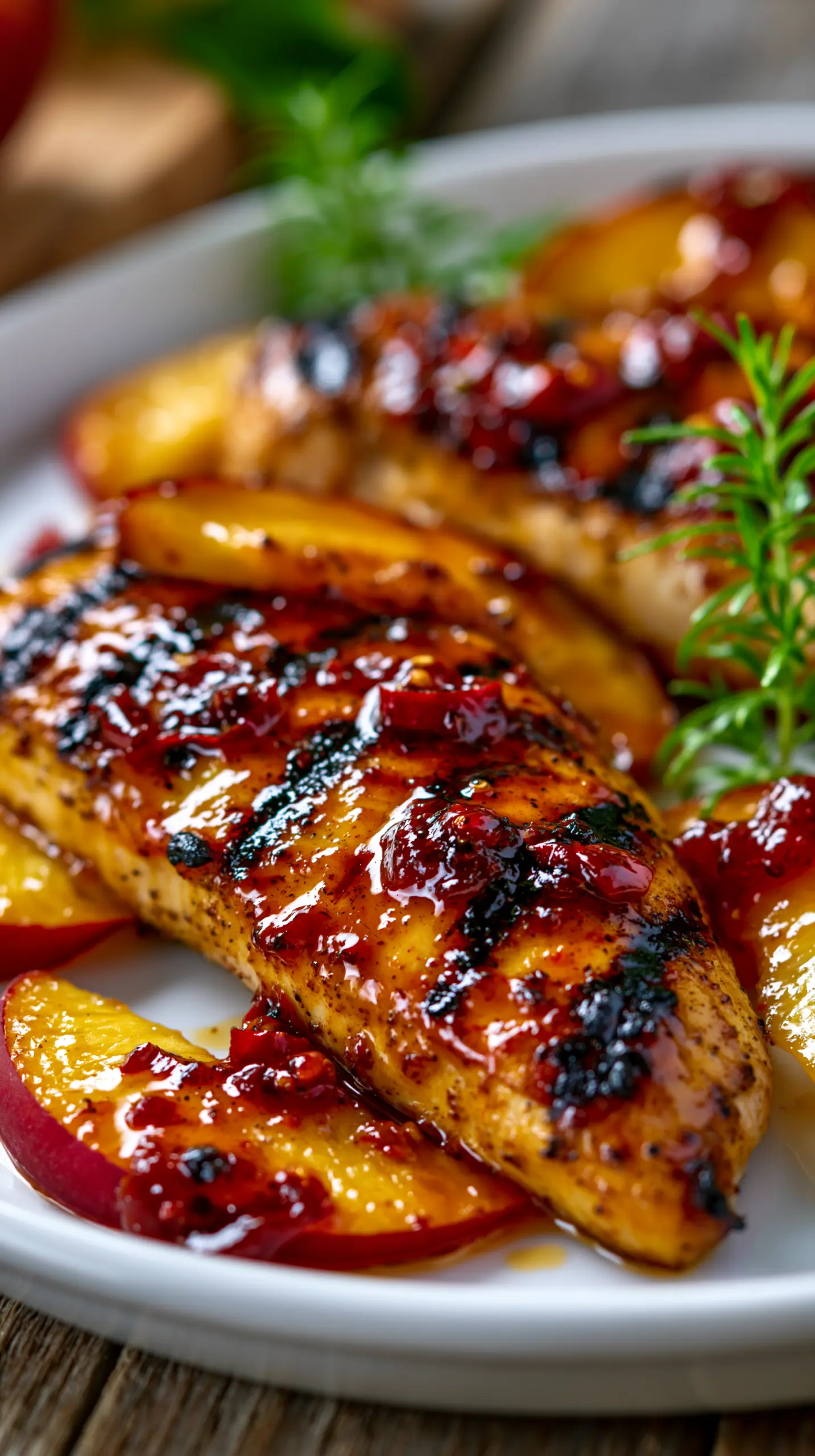 Serving suggestion for Grilled Chili Peach Chicken — Grilled Chili Peach Chicken