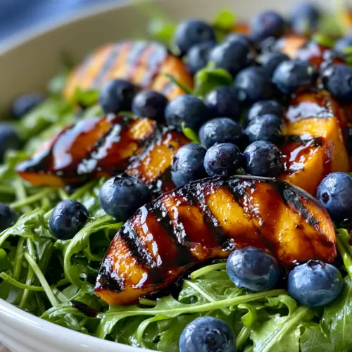 Grilled Peach Blueberry Salad — homemade Grilled Peach Blueberry Salad recipe