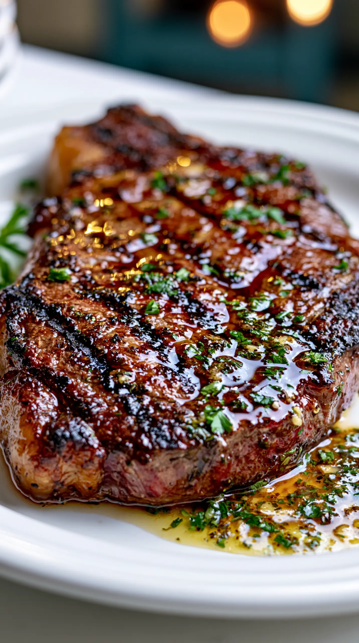 Grilled Ribeye Steak with Garlic Herb Butter Serving suggestion for Grilled Ribeye Steak with Garlic Herb Butter — grilled ribeye steak