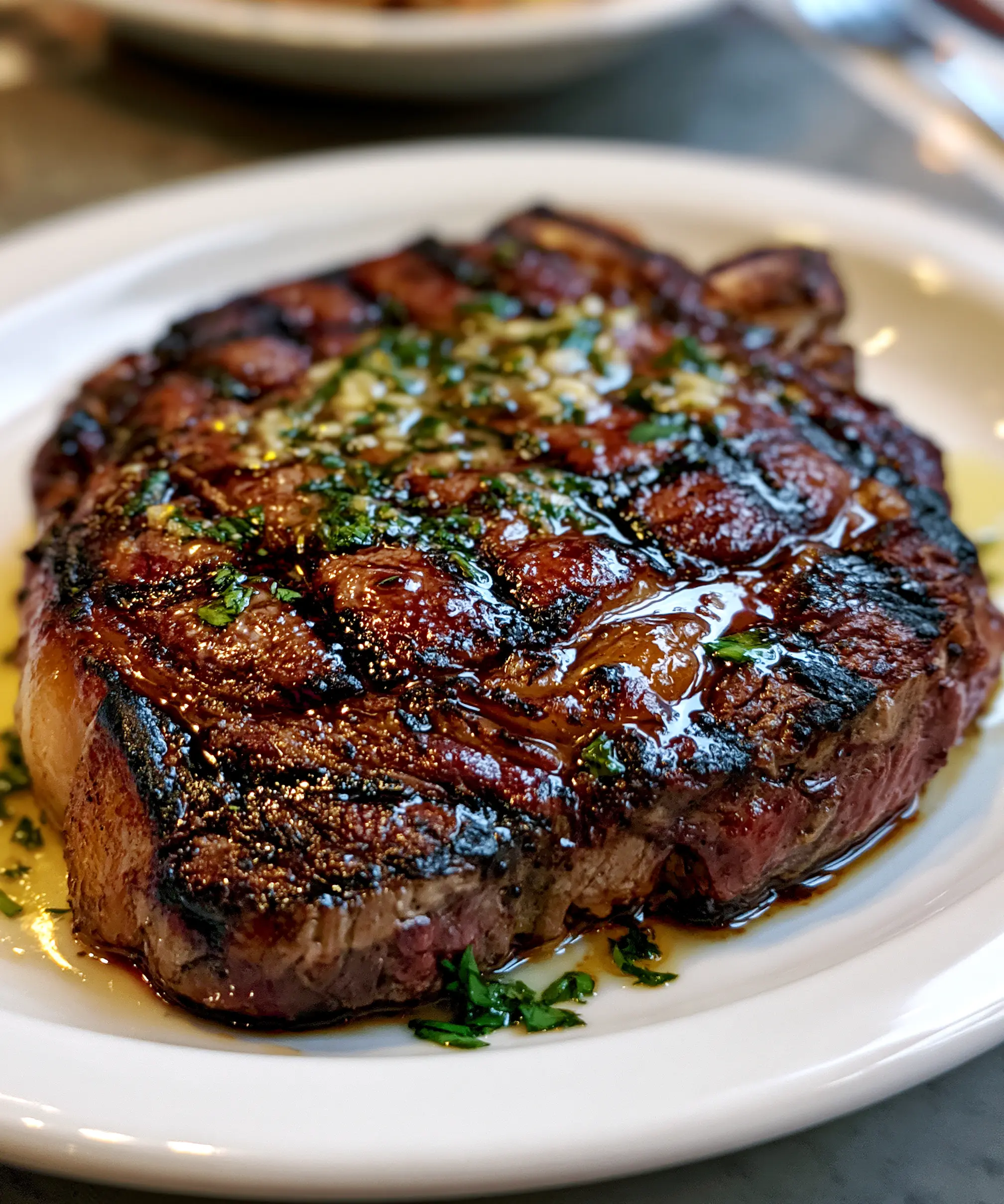 Grilled Ribeye Steak with Garlic Herb Butter — homemade grilled ribeye steak recipe