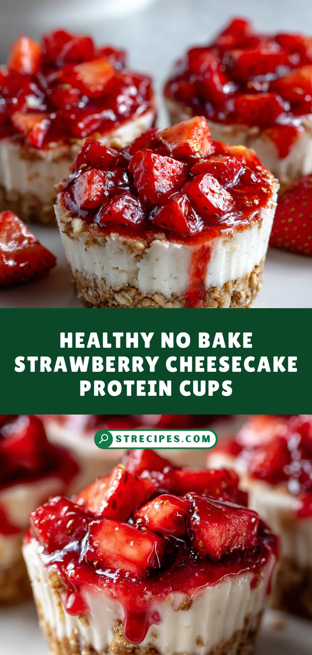 Healthy No Bake Strawberry Cheesecake Protein Cups Healthy No Bake Strawberry Cheesecake Protein Cups — homemade Healthy No Bake recipe