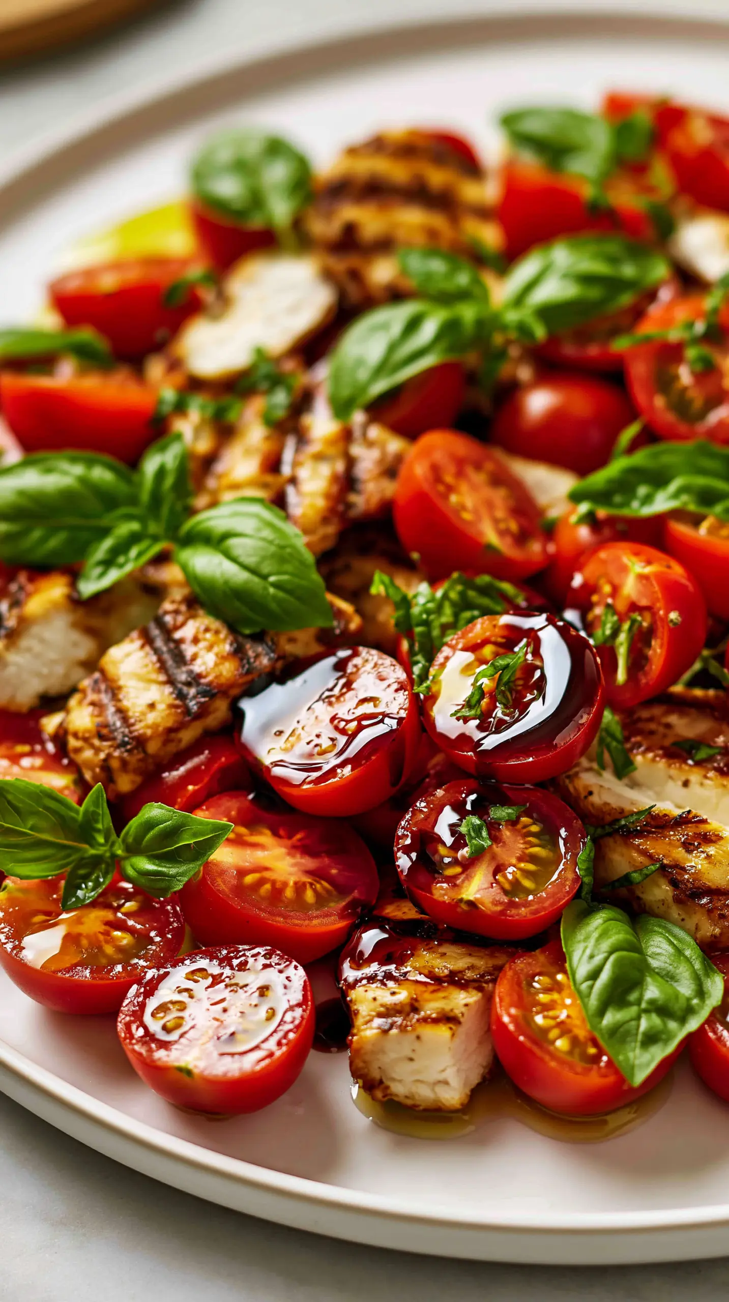 Healthy Summer Tomato and Basil Salad with Grilled Chicken Step-by-step preparation of Healthy Summer Tomato and Basil Salad with Grilled Chicken (summer tomato and basil salad)