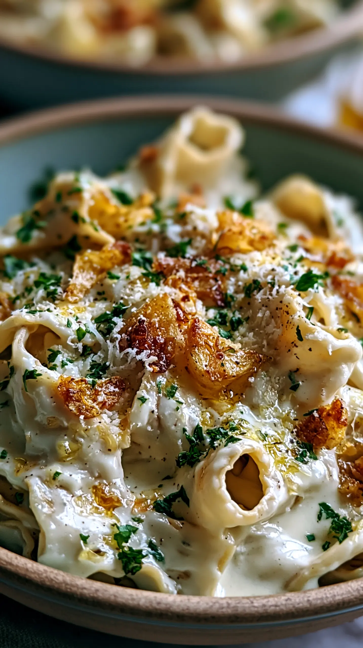 High Protein Garlic Parmesan Pasta Bowls Serving suggestion for High Protein Garlic Parmesan Pasta Bowls — high protein garlic parmesan pasta