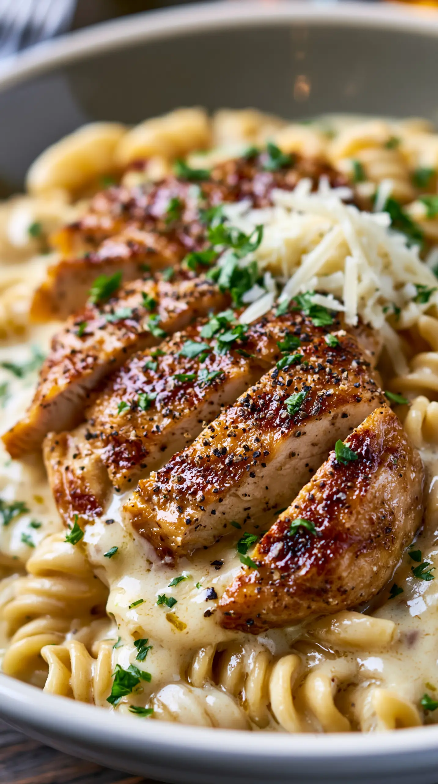 High Protein Grilled Chicken Alfredo Pasta Step-by-step preparation of High Protein Grilled Chicken Alfredo Pasta (high protein grilled chicken alfredo)