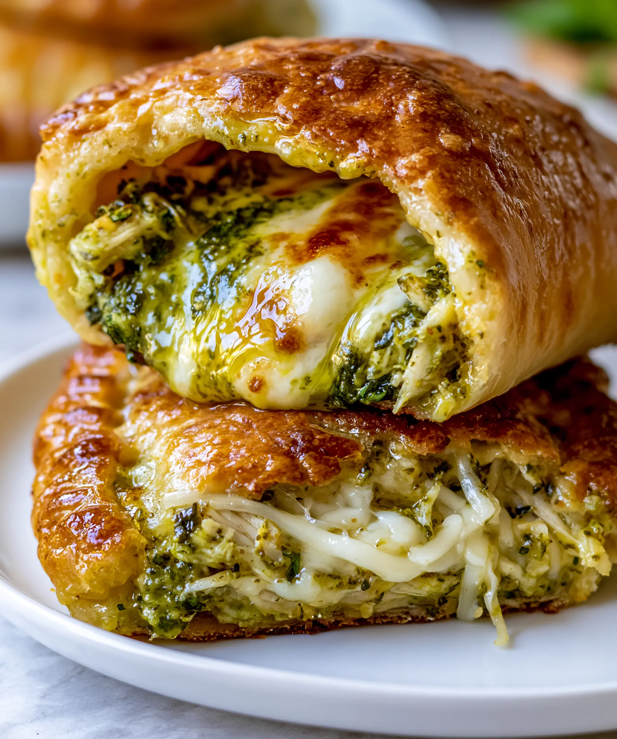 High Protein Pesto Chicken Hot Pocket — homemade High Protein Pesto Chicken Hot Pocket recipe