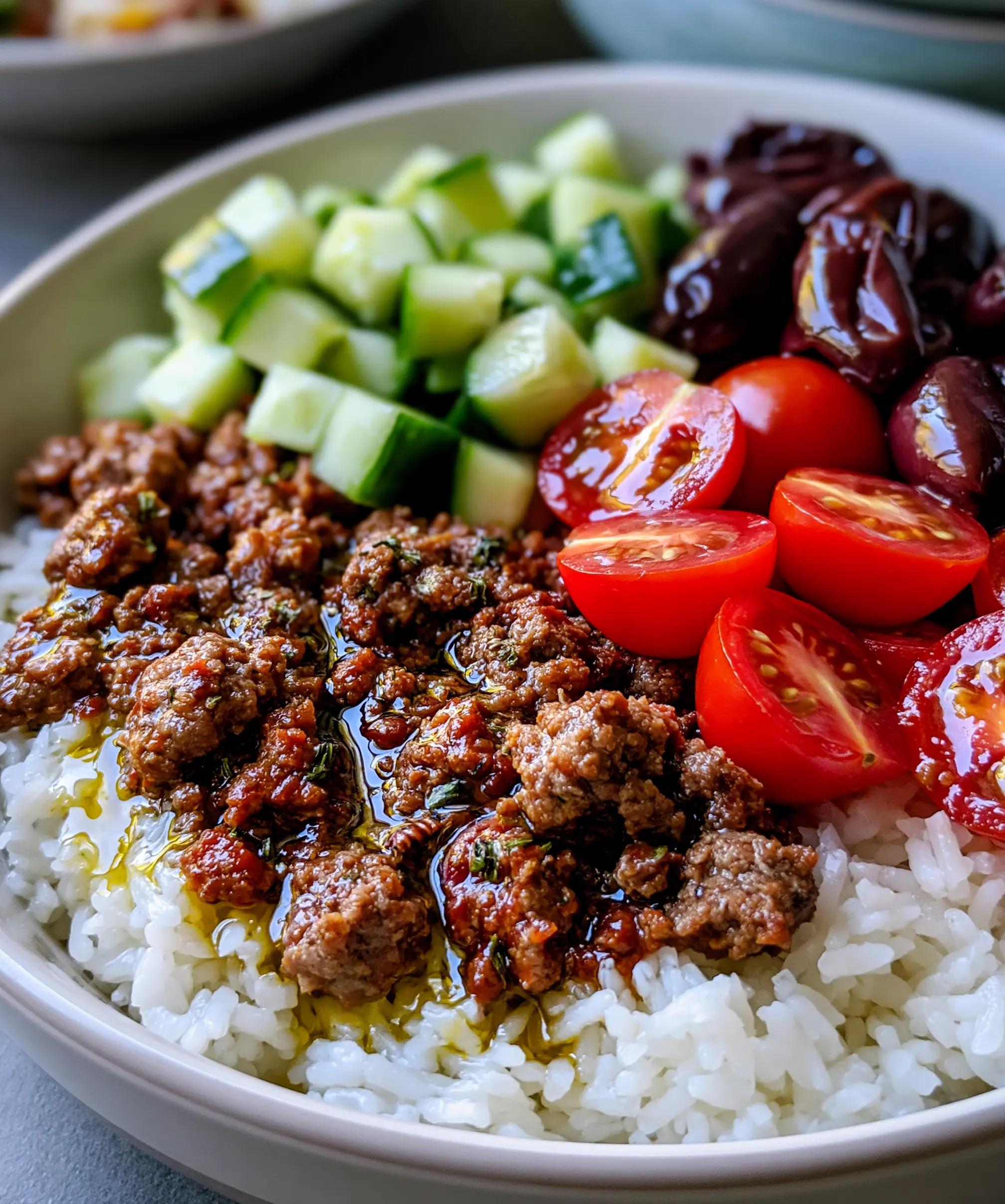 Homemade Greek Ground Beef Rice Bowl — homemade Greek ground beef rice bowl recipe