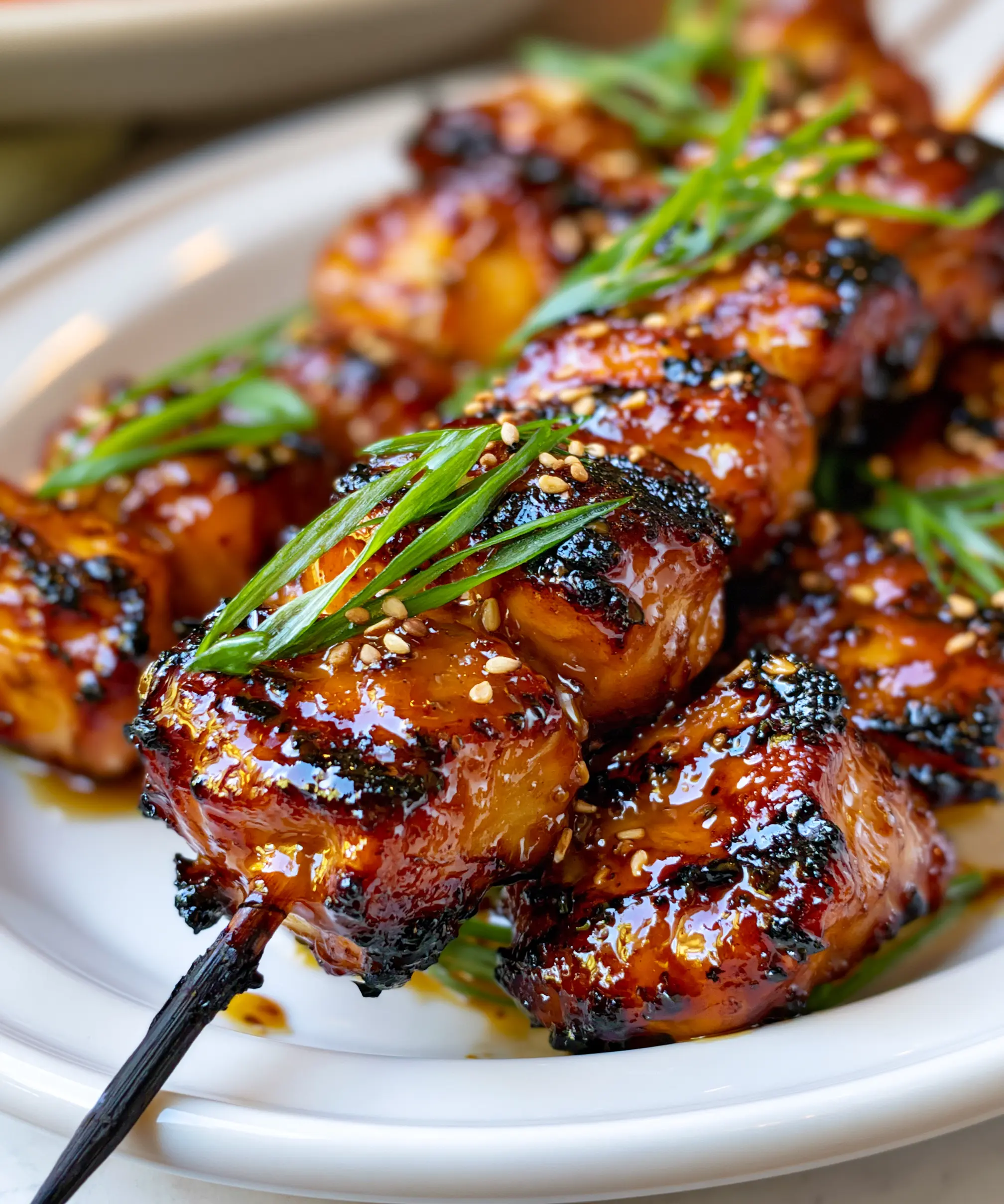 Honey Garlic Grilled Chicken Skewers Serving suggestion for Honey Garlic Grilled Chicken Skewers — Honey Garlic Grilled Chicken Skewers