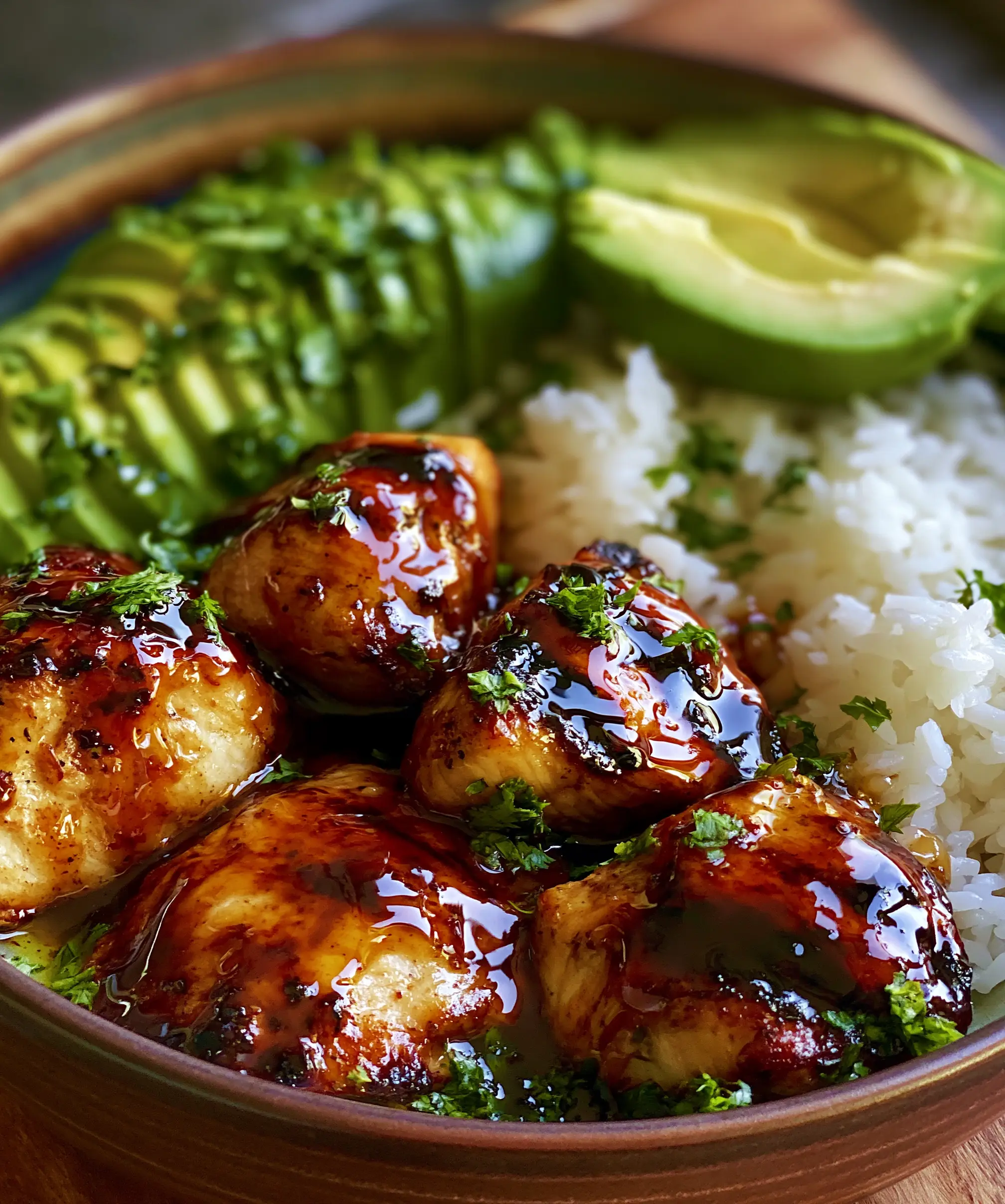 Honey Lime Chicken & Avocado Rice Bowl — homemade Honey Lime Chicken Rice Bowl recipe