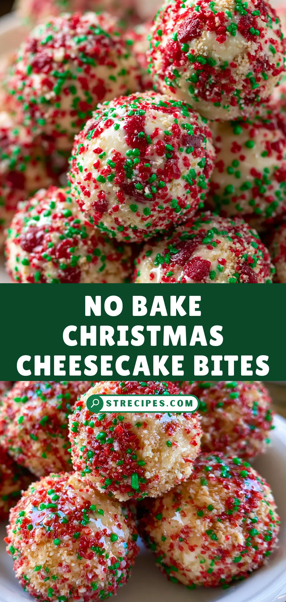 No bake Christmas Cheesecake Bites No bake Christmas Cheesecake Bites — homemade no bake Christmas cheesecake bites recipe