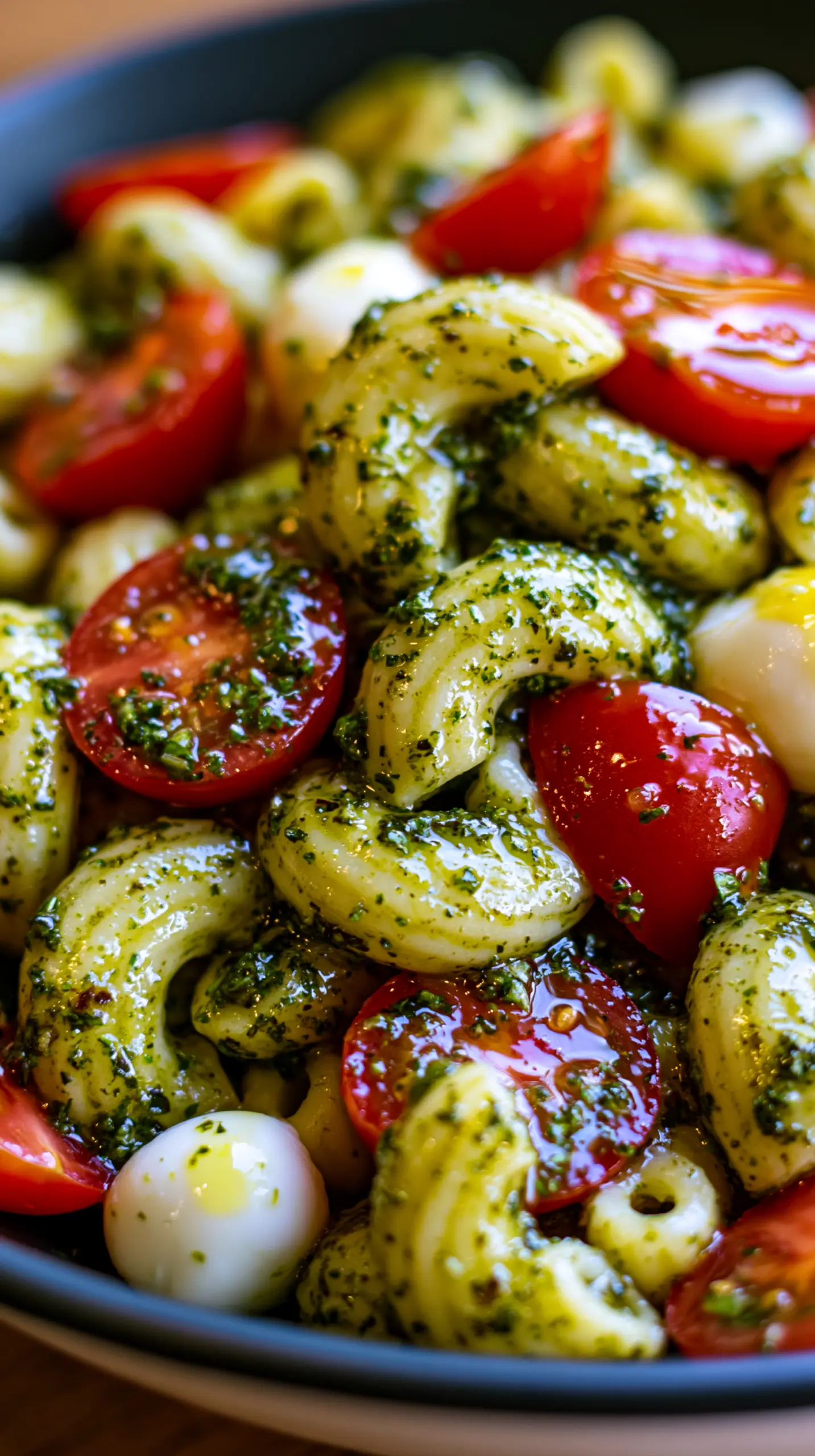 Pesto Caprese Macaroni Pasta Salad Serving suggestion for Pesto Caprese Macaroni Pasta Salad — pesto caprese macaroni pasta salad