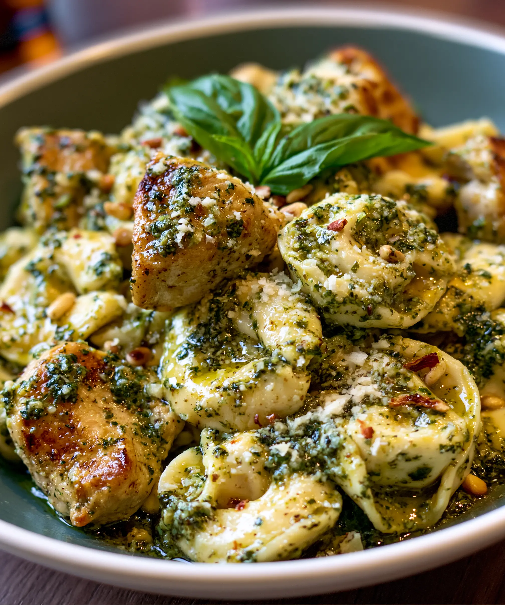 Pesto Chicken with Tortellini — homemade Pesto Chicken with Tortellini recipe