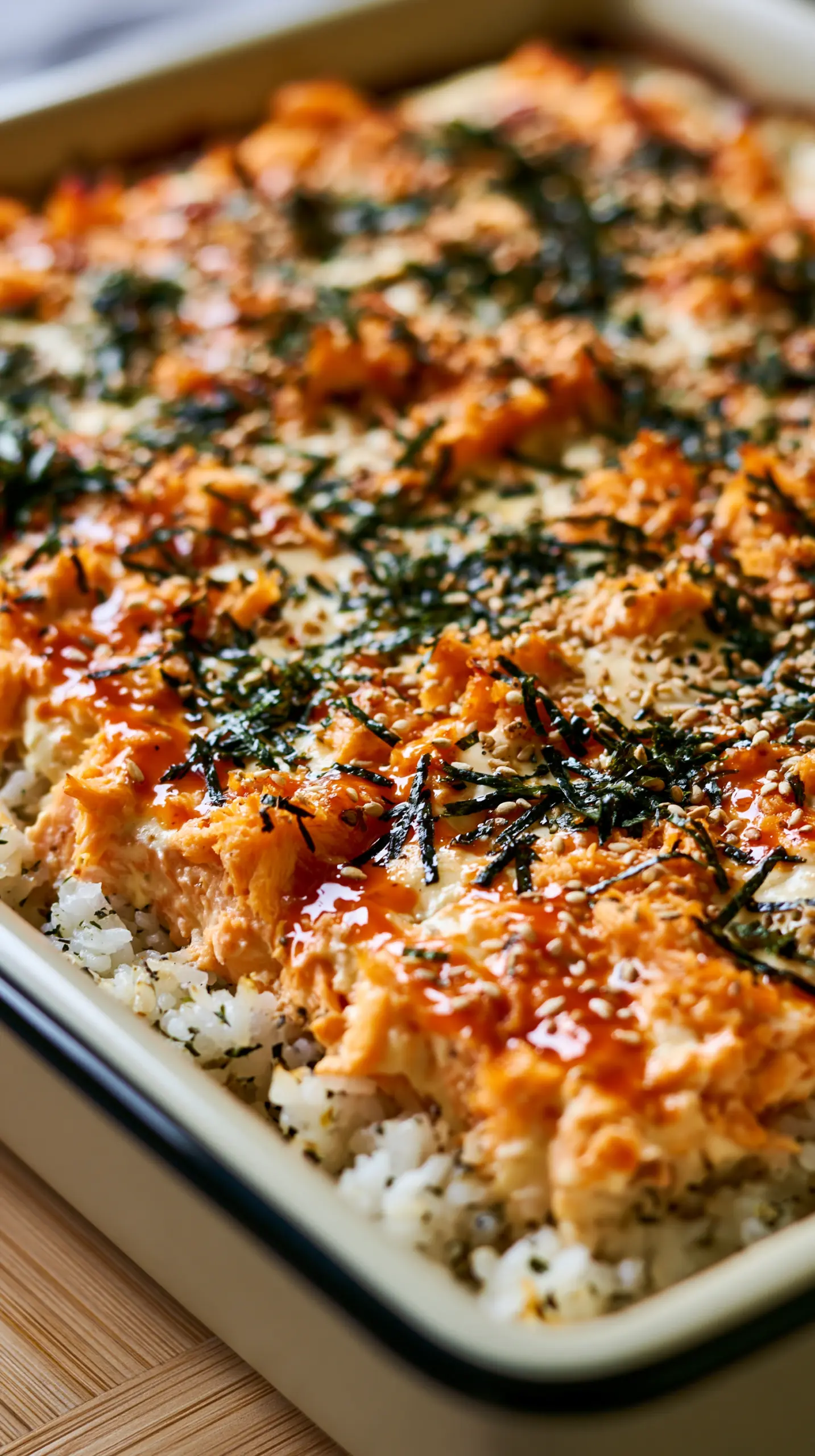 Serving suggestion for Quick and Easy 30-Minute Salmon Sushi Bake — Salmon Sushi Bake